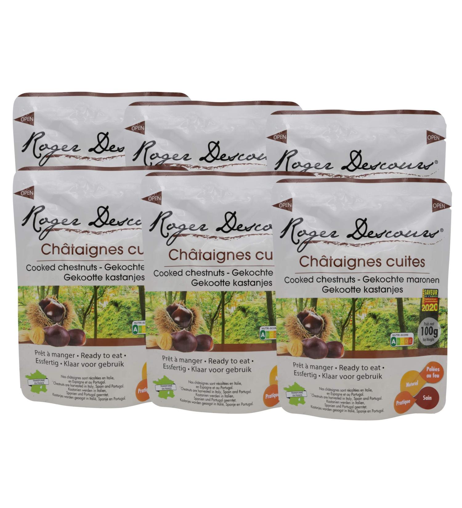 Pack of 6 cooked chestnuts - sweet chestnuts 6 x 100 grams peeled 100 g (pack of 6)