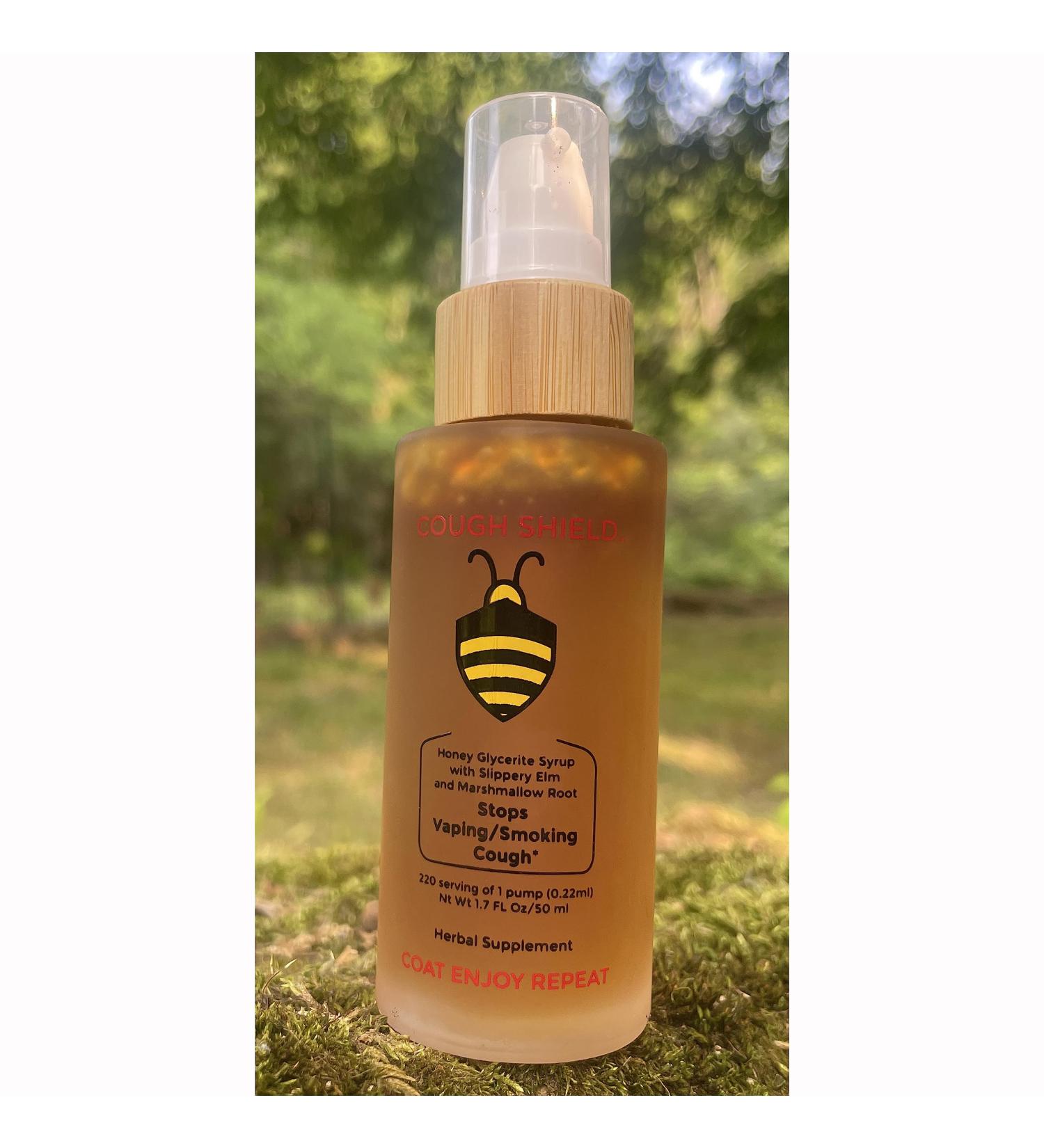 Stop Dry Cough with Cough Shield - 100% Natural Honey-Based Syrup with Slippery Elm & Marshmallow Root - 220 Servings - Buy Online on GoSupps.com