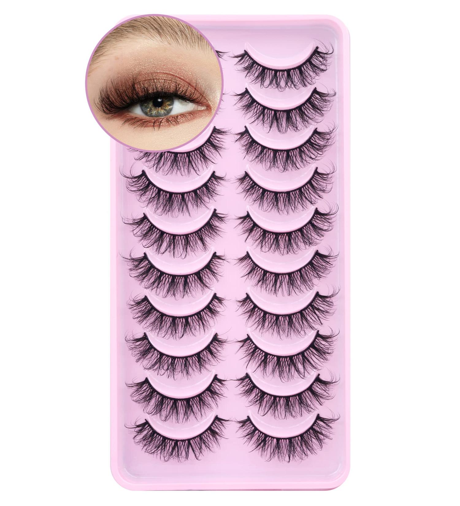 D Curl Russian Strip Lashes - Fluffy Faux Mink Cat Eye Wispy Natural Look - Handmade Soft False Eyelashes Pack - Buy Online on GoSupps.com