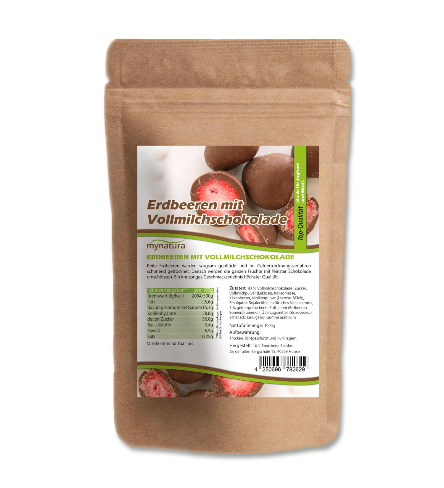  mynatura Mynatura Strawberries Freezer Dried Whole Milk Chocolate Strawberries Chocolate Wrapped Cereals Sweet Snacks Bag (3 x 1000g) - Buy Online on GoSupps.com