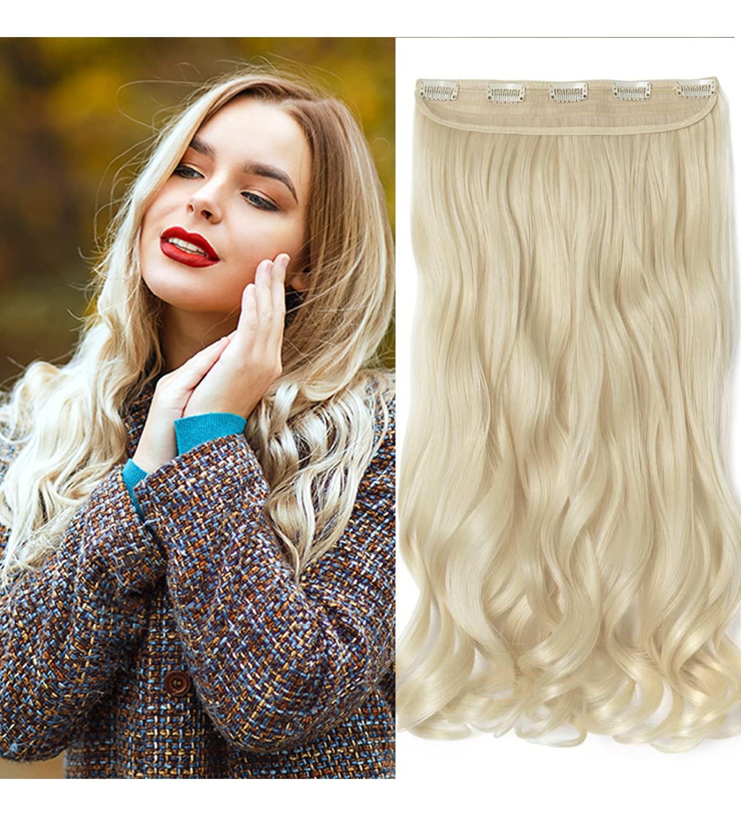 Buy Sego 60cm Wavy Clip-In Hair Extensions - Bleached Blonde 3/4 Full Head - Natural Look for Girls - Buy Online on GoSupps.com