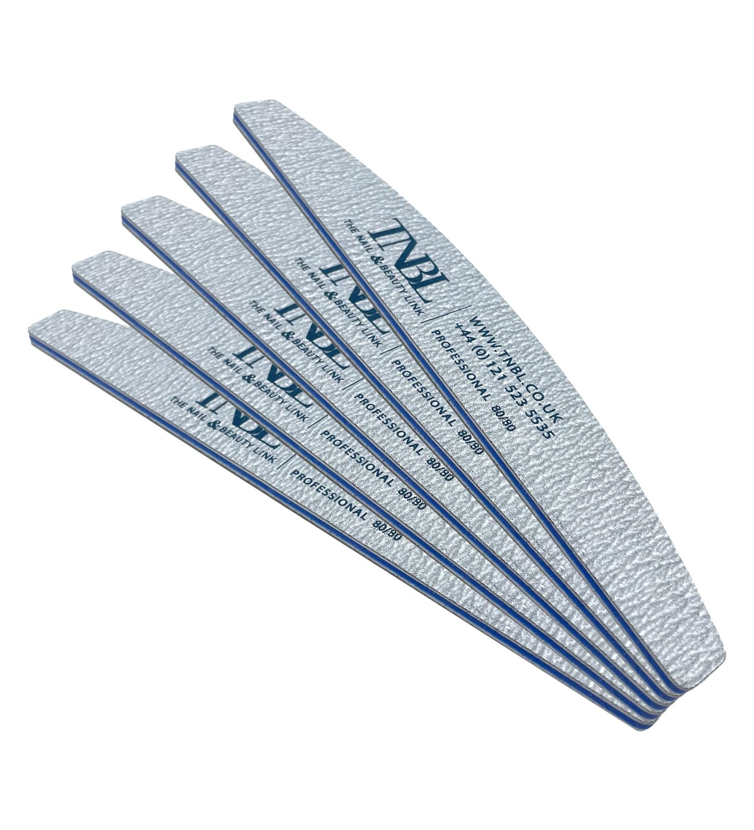 TNBL Nail File Professional Quality (80/80 Grit Half Moon Zebra) Pack of 5 for Manicure & Pedicure Shaping & Styling - Buy Online on GoSupps.com