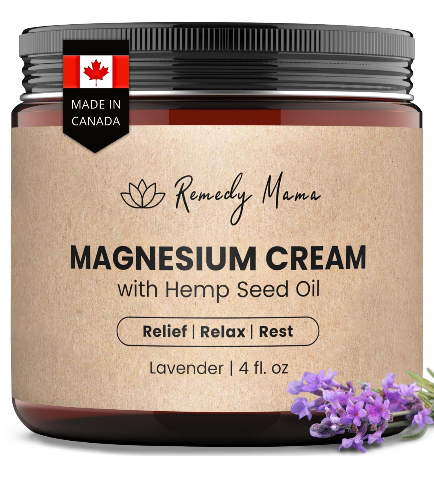 Magnesium Cream for Sleep Cramps & Muscle Soreness with Hemp Seed Oil Jojoba Shea & Mango Butter Natural Skin-Friendly & Safe for Kids Lavender 4oz Glass Jar Made in Canada Lavender 4 Ounce (Pack of 1) - Buy Online on GoSupps.com