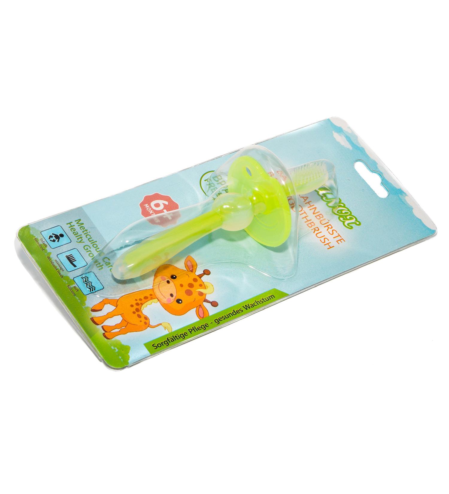 Best Silicone Baby & Toddler Toothbrush with Protective Ring - Soft Gum Massage & Thorough Cleaning (Green) - Buy Online on GoSupps.com