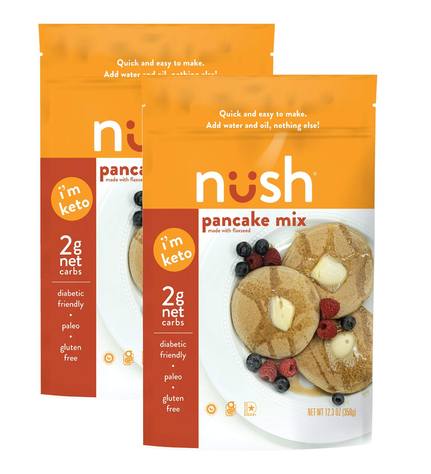 Nush Foods Keto Pancake Mix (2-Pack) - Original Flax Gluten-Free Grain Free Paleo Diabetic Friendly Snack - No Sugar Added Low Carb Healthy Option - 12.3 oz - Buy Online on GoSupps.com