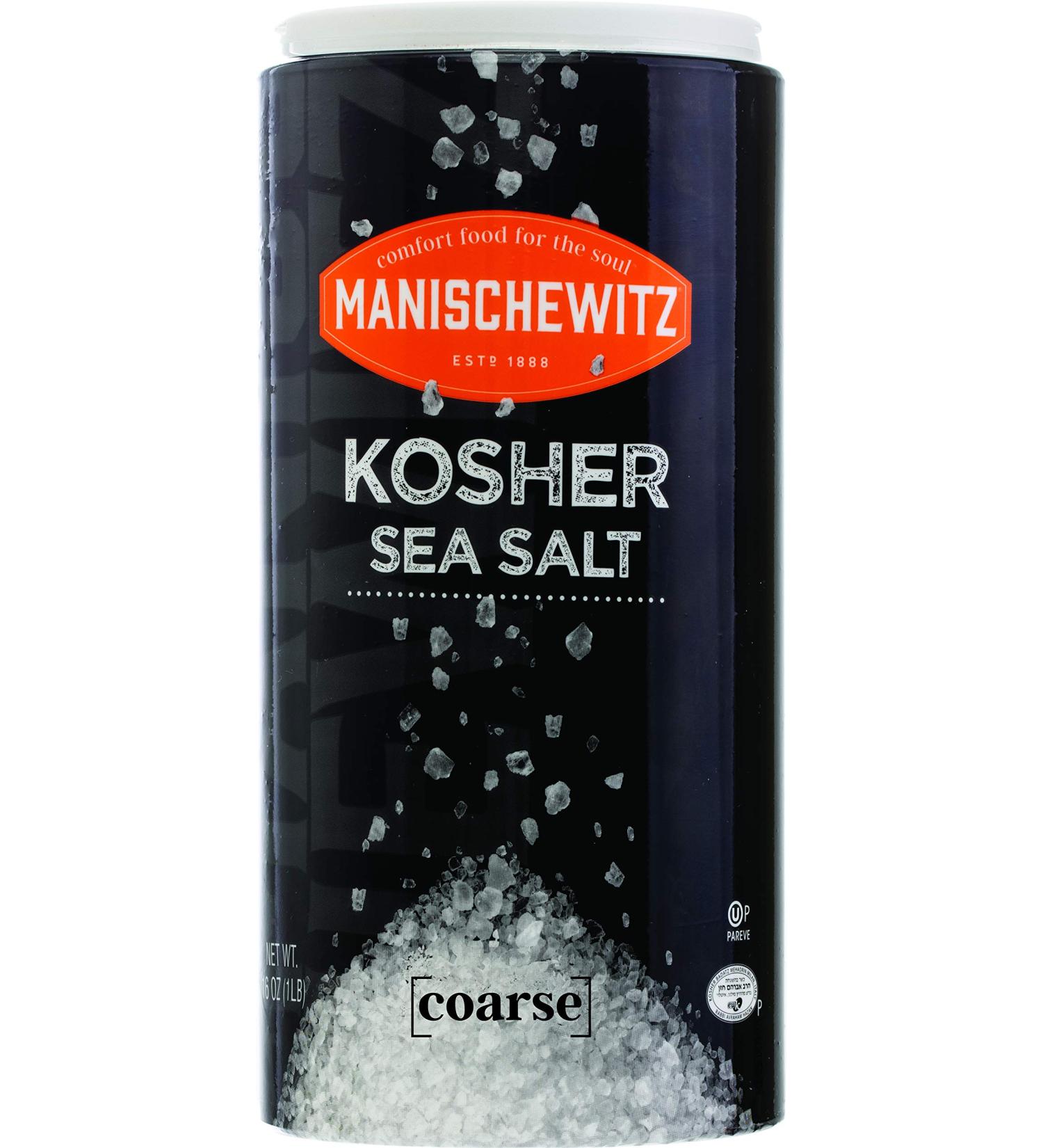 Manischewitz Premium Kosher Coarse Sea Salt 16oz - Product of Italy | Pure Mediterranean Sea Salt - Perfect Salt Grinder Refill - Buy Online on GoSupps.com