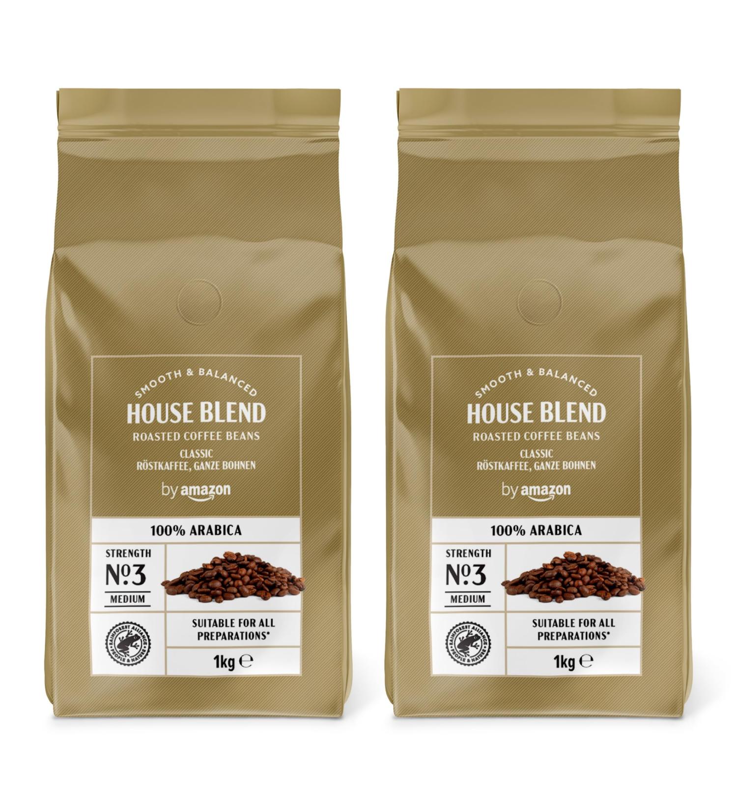 by Amazon House Blend Grains de caf 100% Arabica Torr faction Moyennement Pouss e 2kg 2 lot de 1kg - Certifi s Rainforest Alliance 100% Arabica 1 kg (Lot de 2) - Buy Online on GoSupps.com