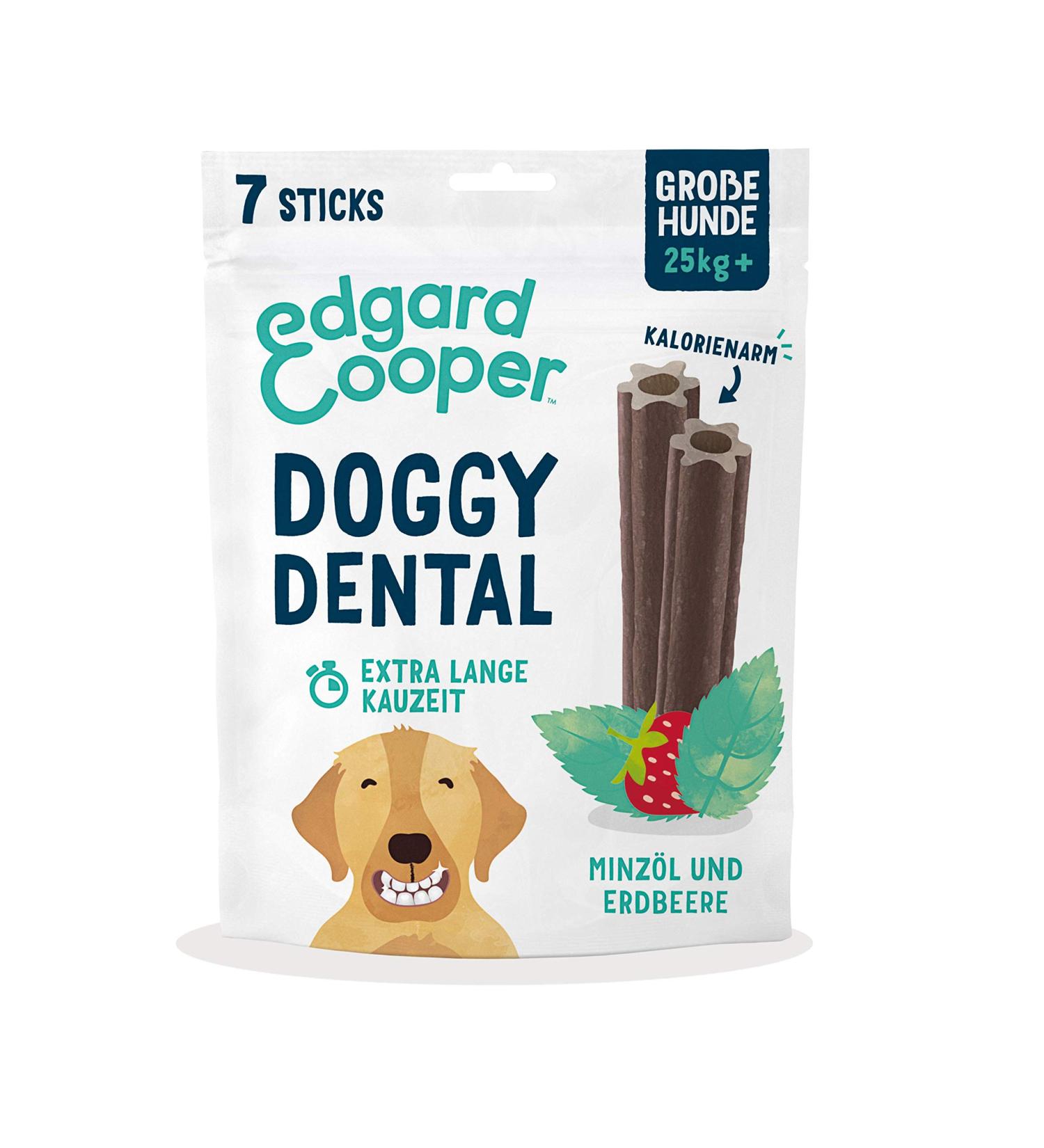 Edgard & Cooper Dental Sticks for Large Dogs - Natural Mint & Strawberry Treats for Fresh Breath | Low Calorie Long Chewing Care - Buy Online on GoSupps.com