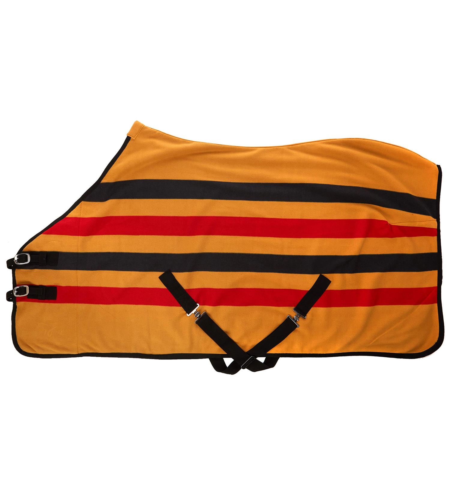 Cwell Equine FLEECE HORSE RUG cooler stable travel show NEWMARKET STRIPE (6'6") Gold 6'6"