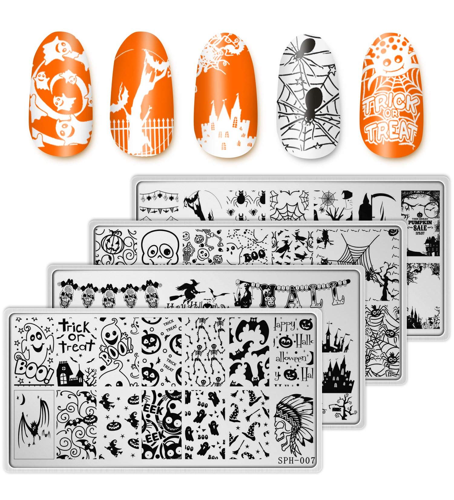 Whaline Halloween Nail Art Plates - 4 Piece Stamping Kit for DIY Manicure Designs - Buy Online on GoSupps.com