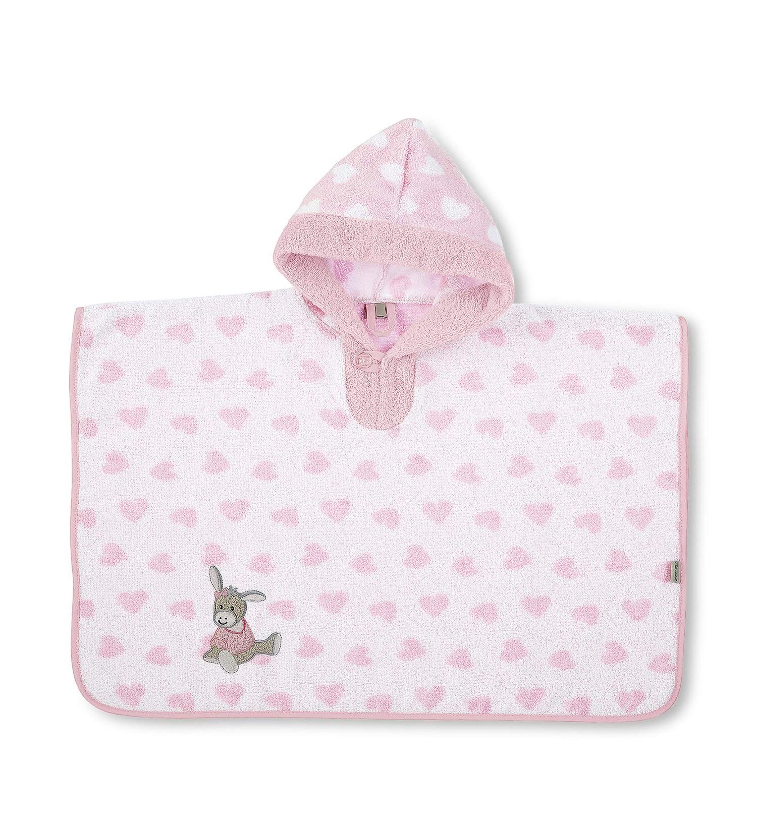 Sterntaler Donkey Emmi Girl Poncho with Hood - 0 Months 70x50 cm Cotton Pink - International Shipping Available - Buy Online on GoSupps.com