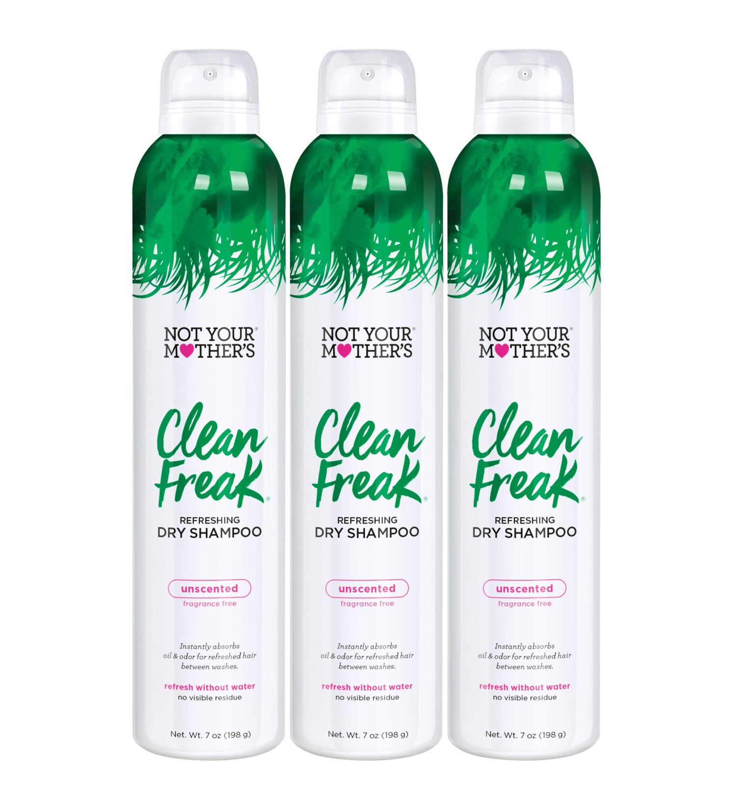 Not Your Mother's Clean Freak Dry Shampoo (3-Pack) - 7 oz - Unscented Formula - Instantly Refresh Hair - Absorbs Oil - 7 Ounce (Pack of 3) - Buy Online on GoSupps.com