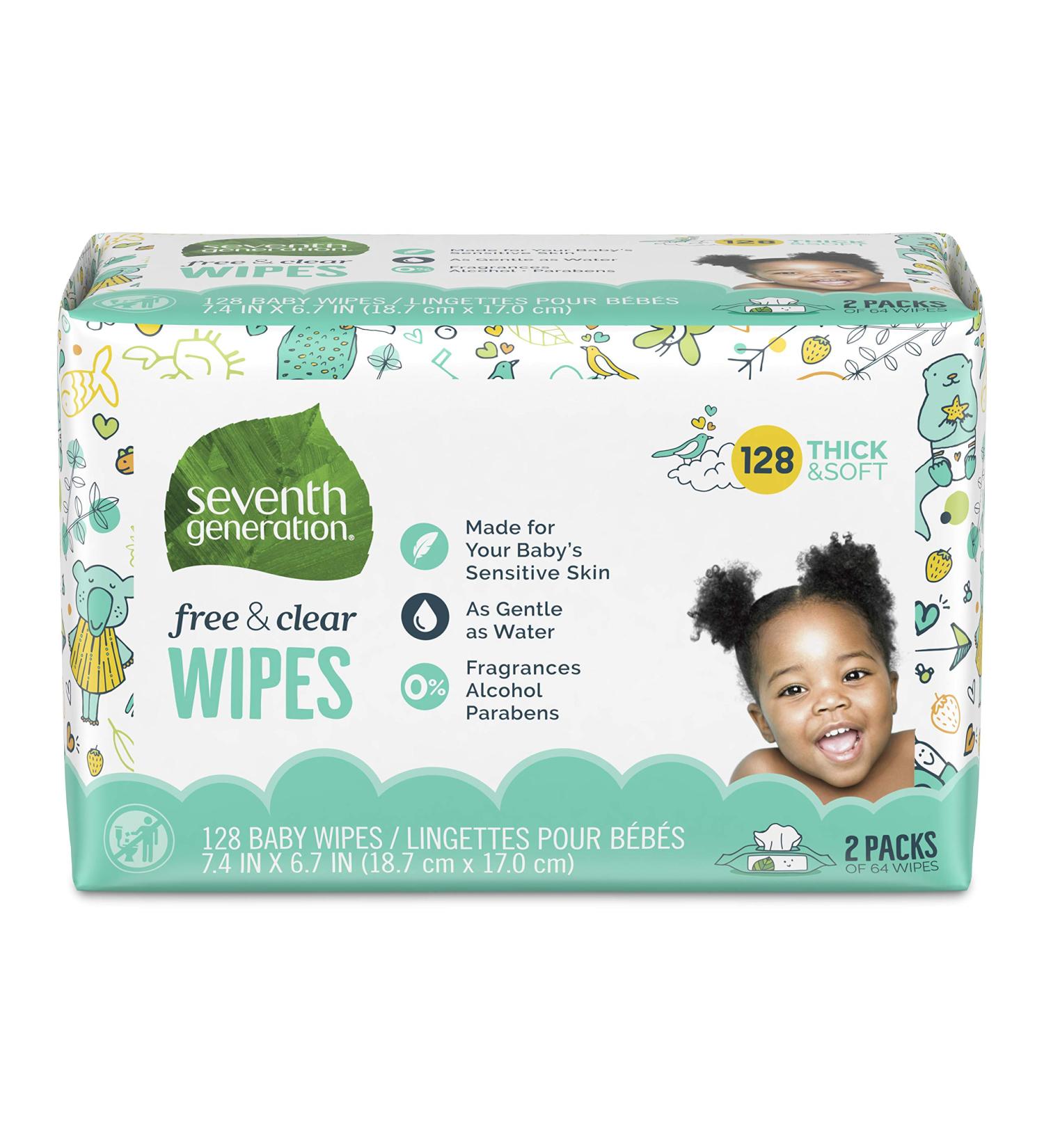 Seventh Generation Baby Wipes - Unscented & Sensitive - 64 Count (2 Pack) - Buy Online on GoSupps.com