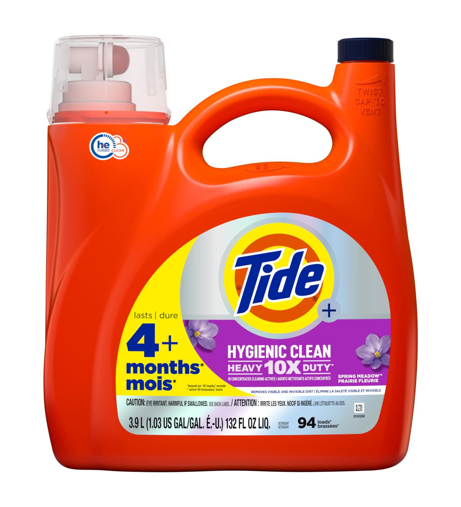 Tide Hygienic Clean Heavy 10x Duty Liquid Laundry Detergent Spring Meadow 3.9 L 94 Loads - Buy Online on GoSupps.com