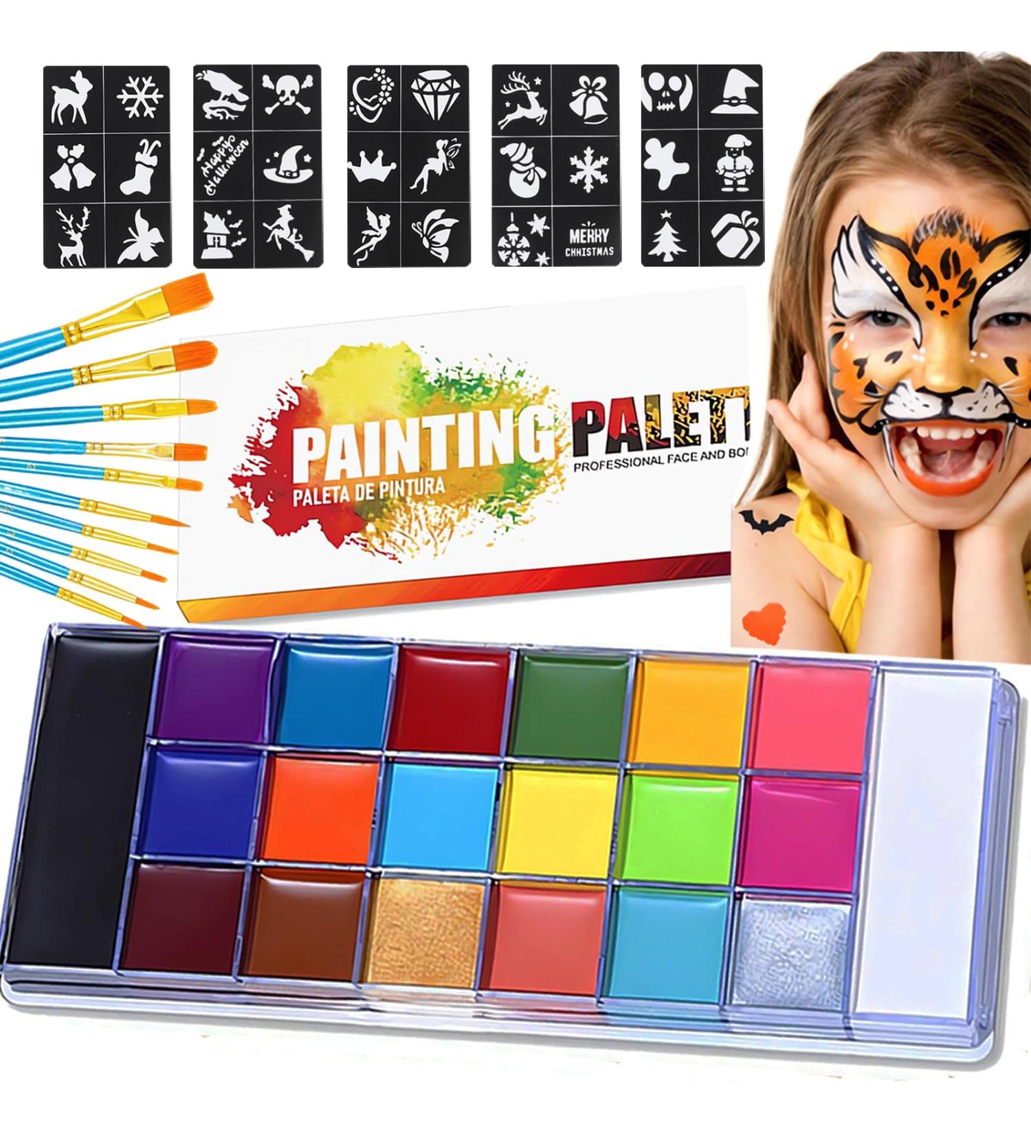 20 Colors Halloween Face Painting Makeup Set - Body Paint for Carnival Theater Baby Bump & Easter Eggs - Buy Online on GoSupps.com