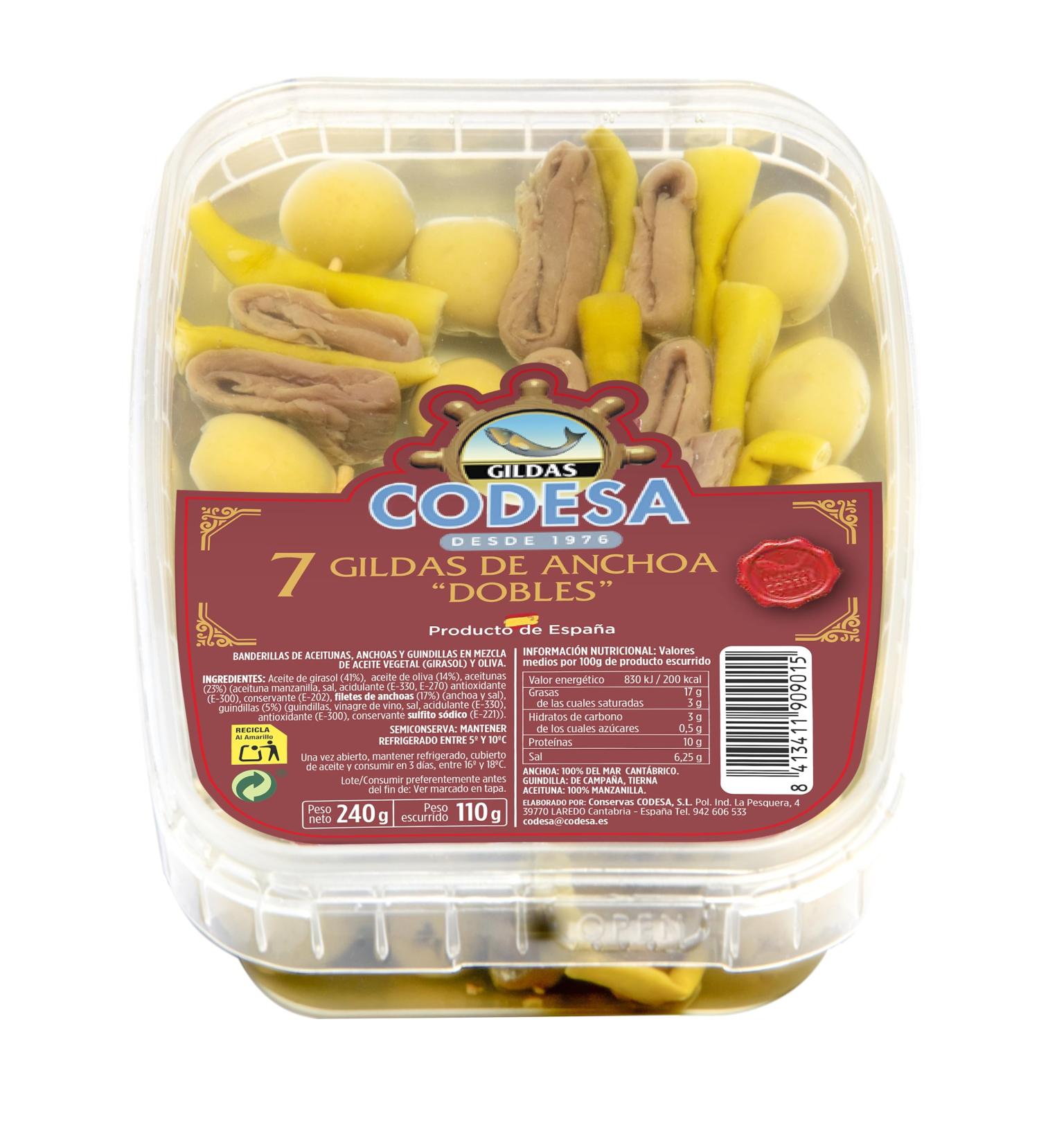 Gilda (anchovy skewer with olive and chilli pepper) Double in olive oil 240 g tray (7 units) - Buy Online on GoSupps.com