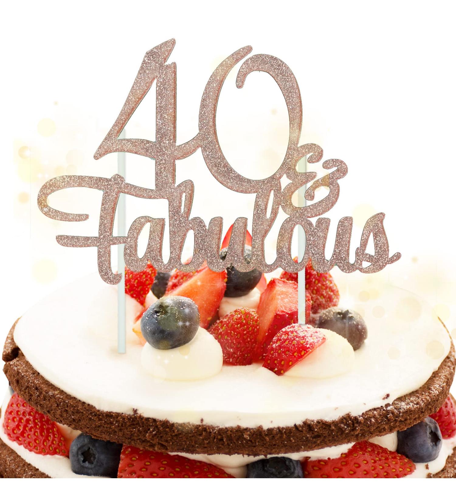 1 PCS 40 & Fabulous Cake Topper Rose Gold Glitter Cheers to Happy 40th Birthday Cake Toppers Forty and Fabulous Cake Pick Decorations for 40th Wedding Anniversary Birthday Party Supplies - Buy Online on GoSupps.com