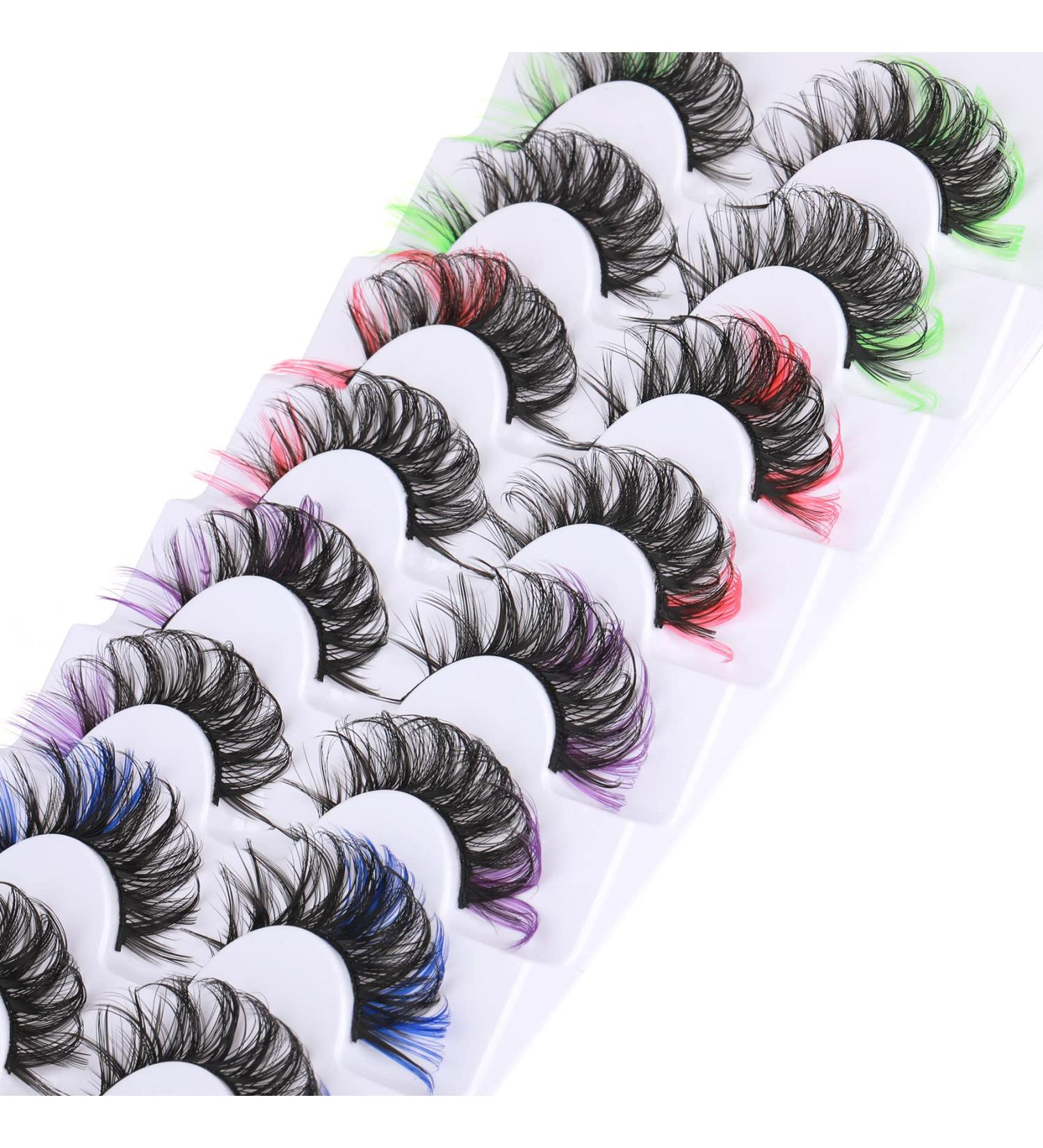 Colored 5D Mink False Eyelashes - 8 Pairs by GODDVENUS | D Curl Strip Lashes for Natural Wispy Look and Salon Perfect Results - Buy Online on GoSupps.com