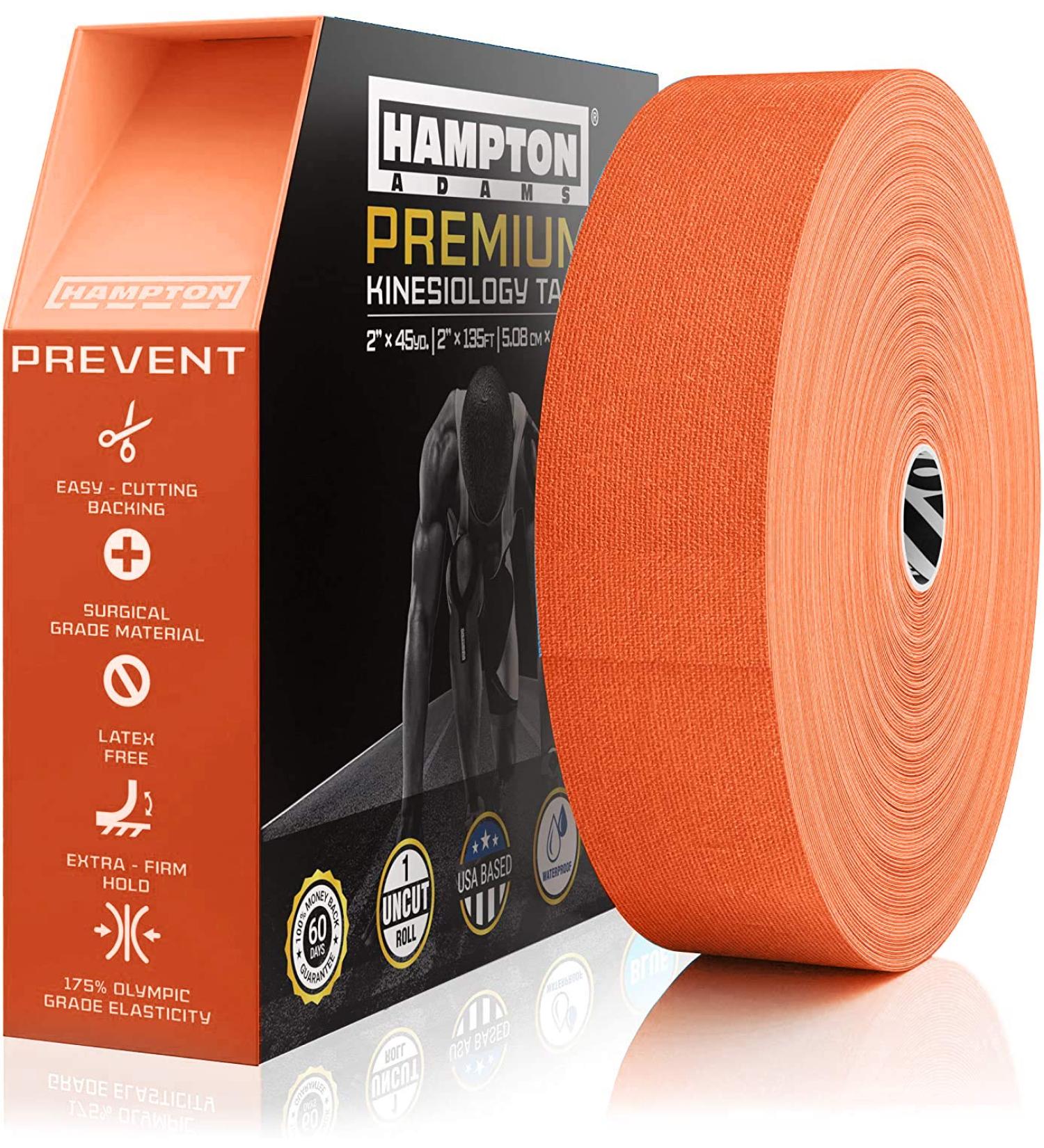 135 Feet Waterproof Kinesiology Tape - Premium Elastic Sports Therapy Support for Knee Muscle Wrist Shoulder Back (Orange) - Hypoallergenic & Uncut Roll - Buy Online on GoSupps.com