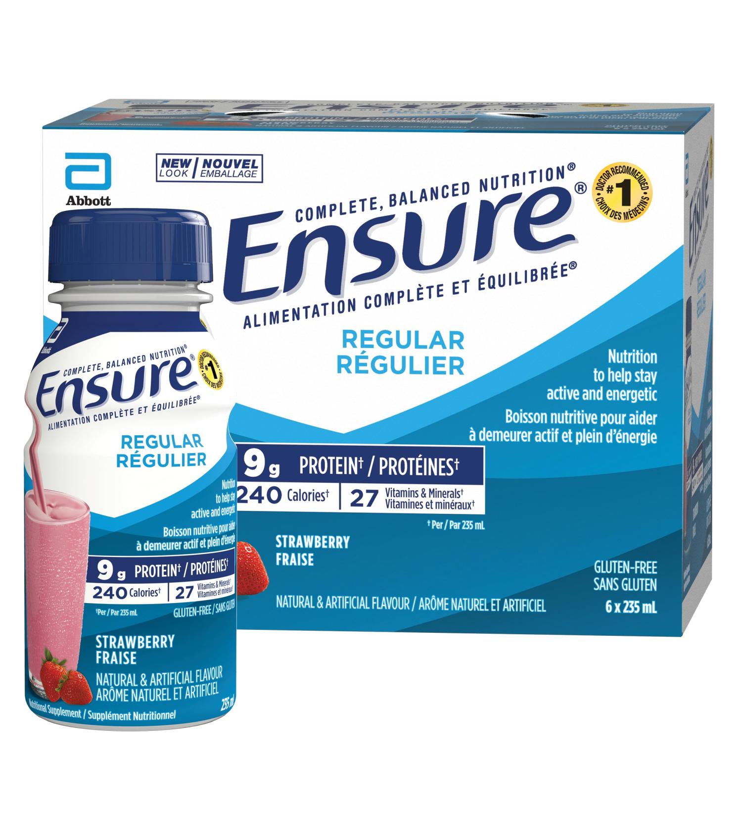 Ensure Regular Nutritional Supplement Shake Nutrition To Stay Active And Energetic Strawberry 6 x 235-mL Bottles Strawberry 235 ml (Pack of 6) - Buy Online on GoSupps.com