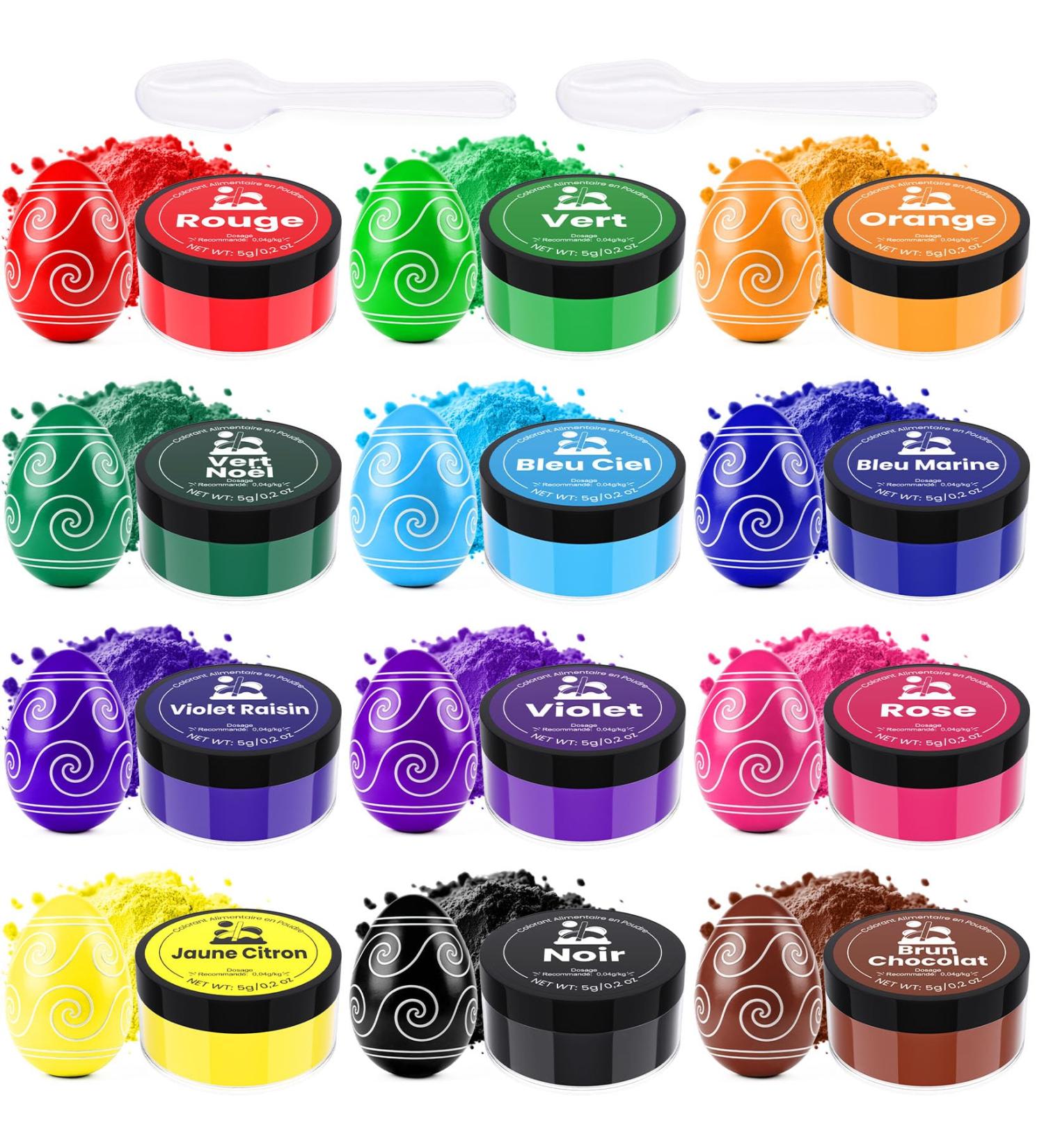 Colorant Alimentaire Poudre 12 Couleurs x5g - Poudre Alimentaire Hautement Concentr pour la P tisserie Colorant Poudre Alimentaire pour G teaux Macarons (Usage Domestique et Professionnel) 5 g (Lot de 12) - Buy Online on GoSupps.com