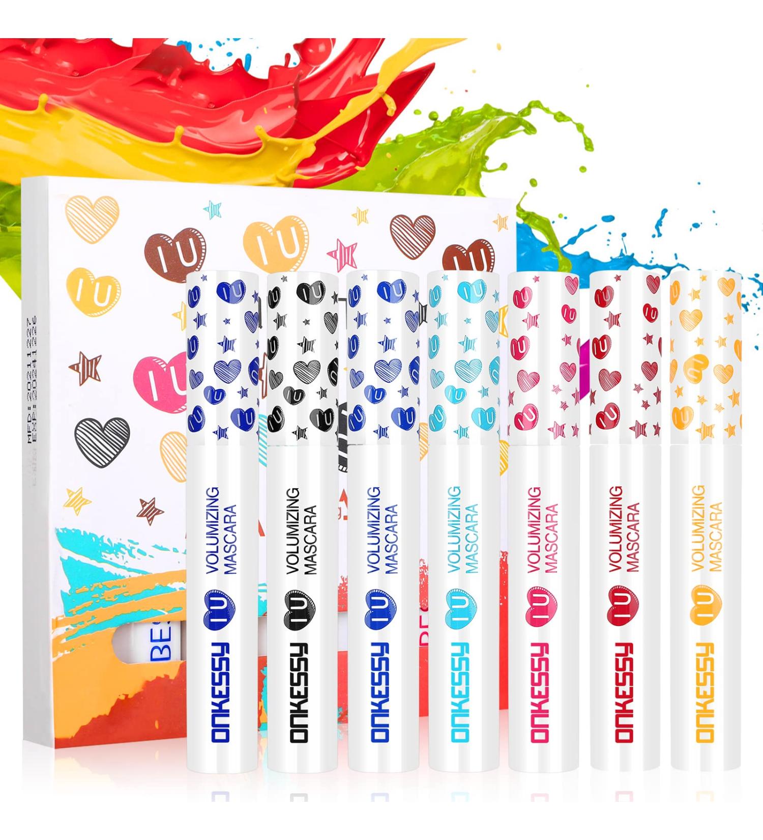 Colored Mascara Set - Waterproof, Long Lasting Volume and Length Fiber Mascara 0.98 Ounce (Pack of 7) - Buy Online on GoSupps.com