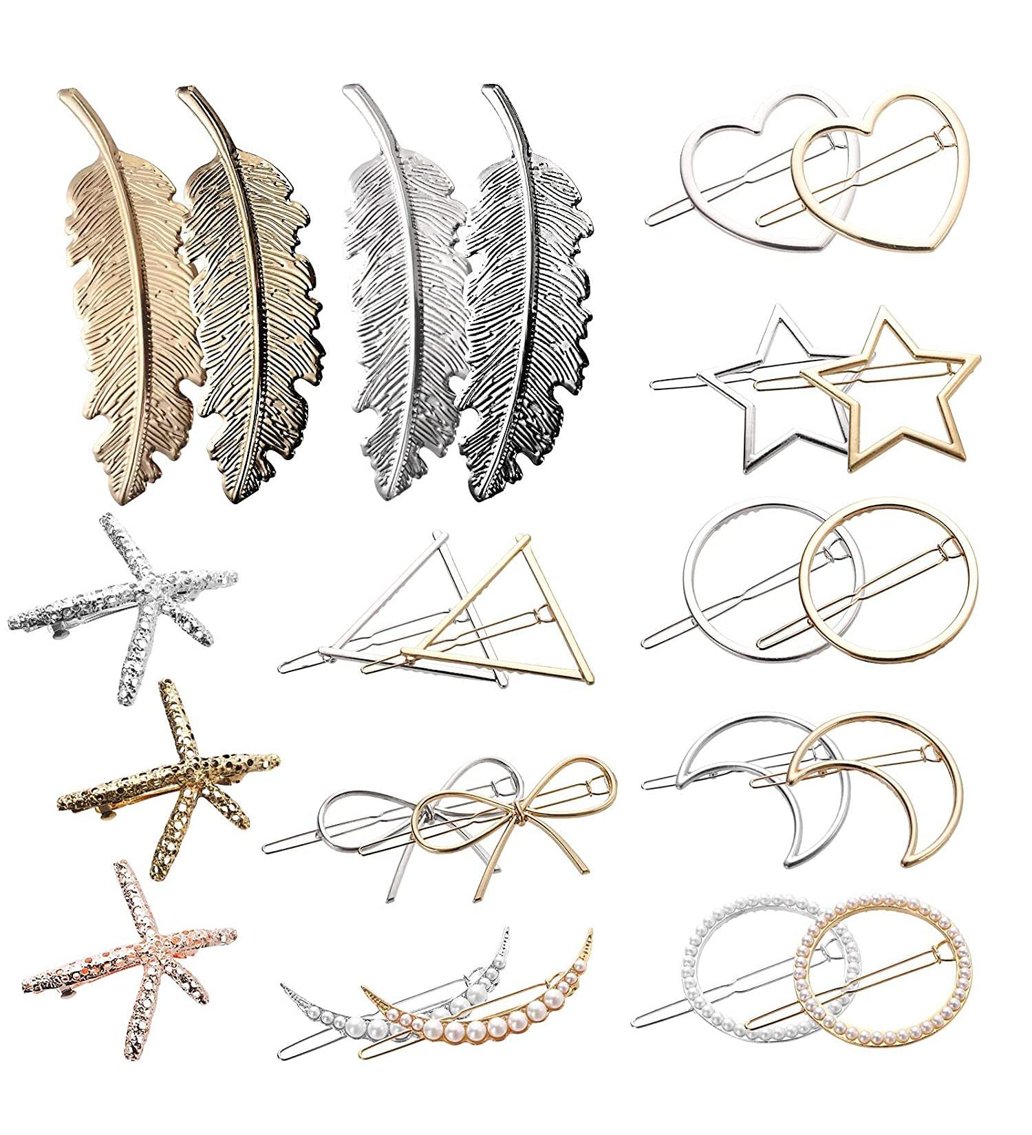 Yesland 23 Pcs Metal Hair Clips - Geometric Golden & Silver Hairpins | Stylish Hair Accessories for All Occasions - Buy Online on GoSupps.com