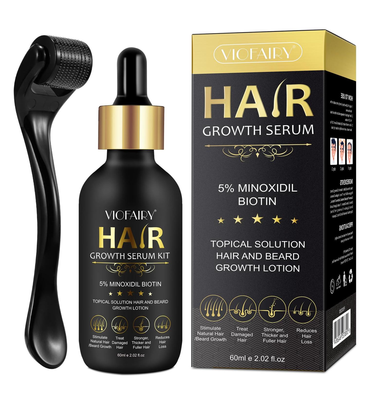 5% Minoxidil Hair Growth Serum for Men & Women | Biotin Hair Regrowth Treatment | Thicker Fuller Healthier Hair - 2.02oz - Buy Online on GoSupps.com
