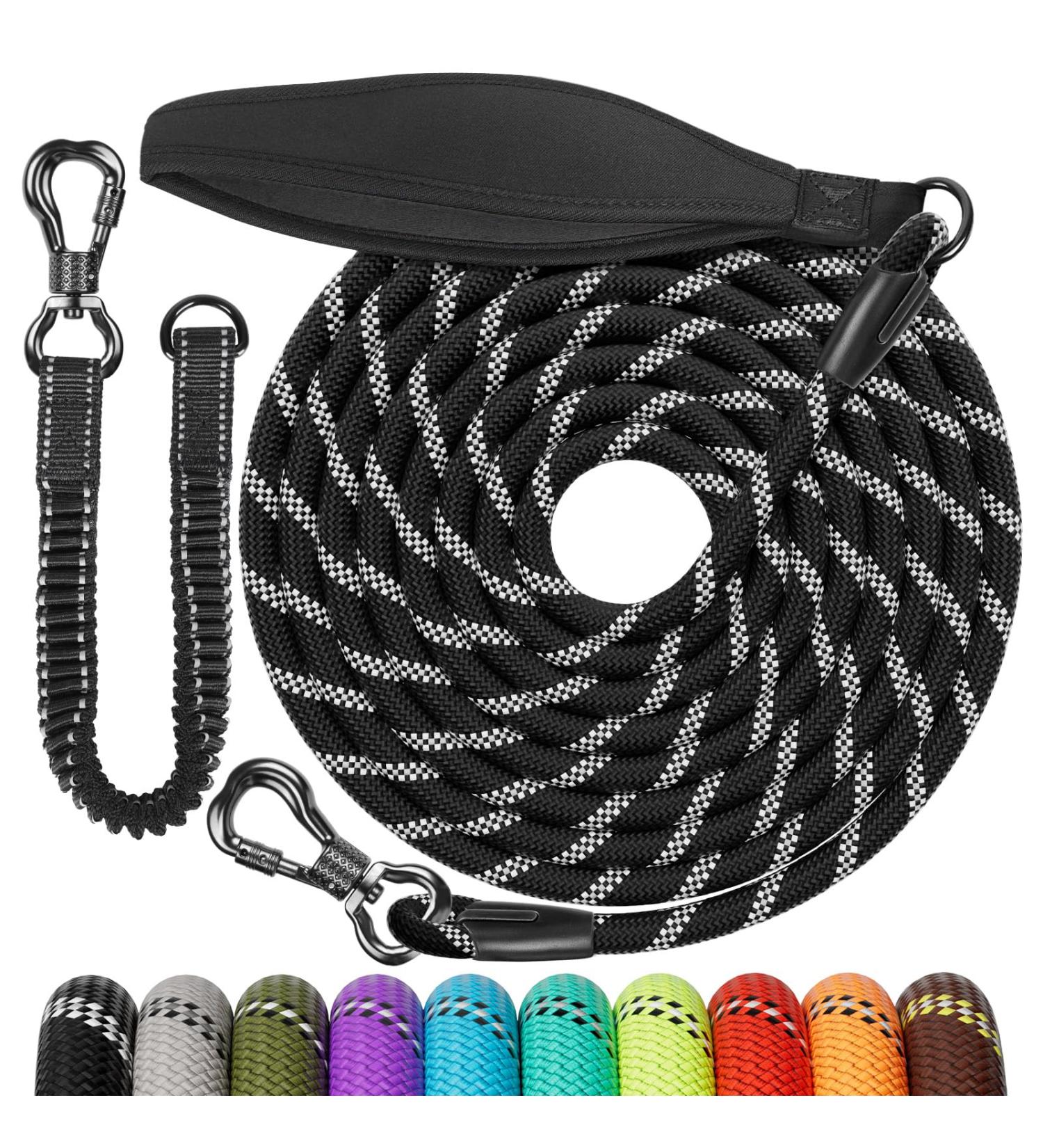 Buy Aystkniet Shock-Absorbing Bungee Dog Leash - 3m to 30m Padded Handle Reflective Lockable Hook for Medium & Large Dogs - Buy Online on GoSupps.com