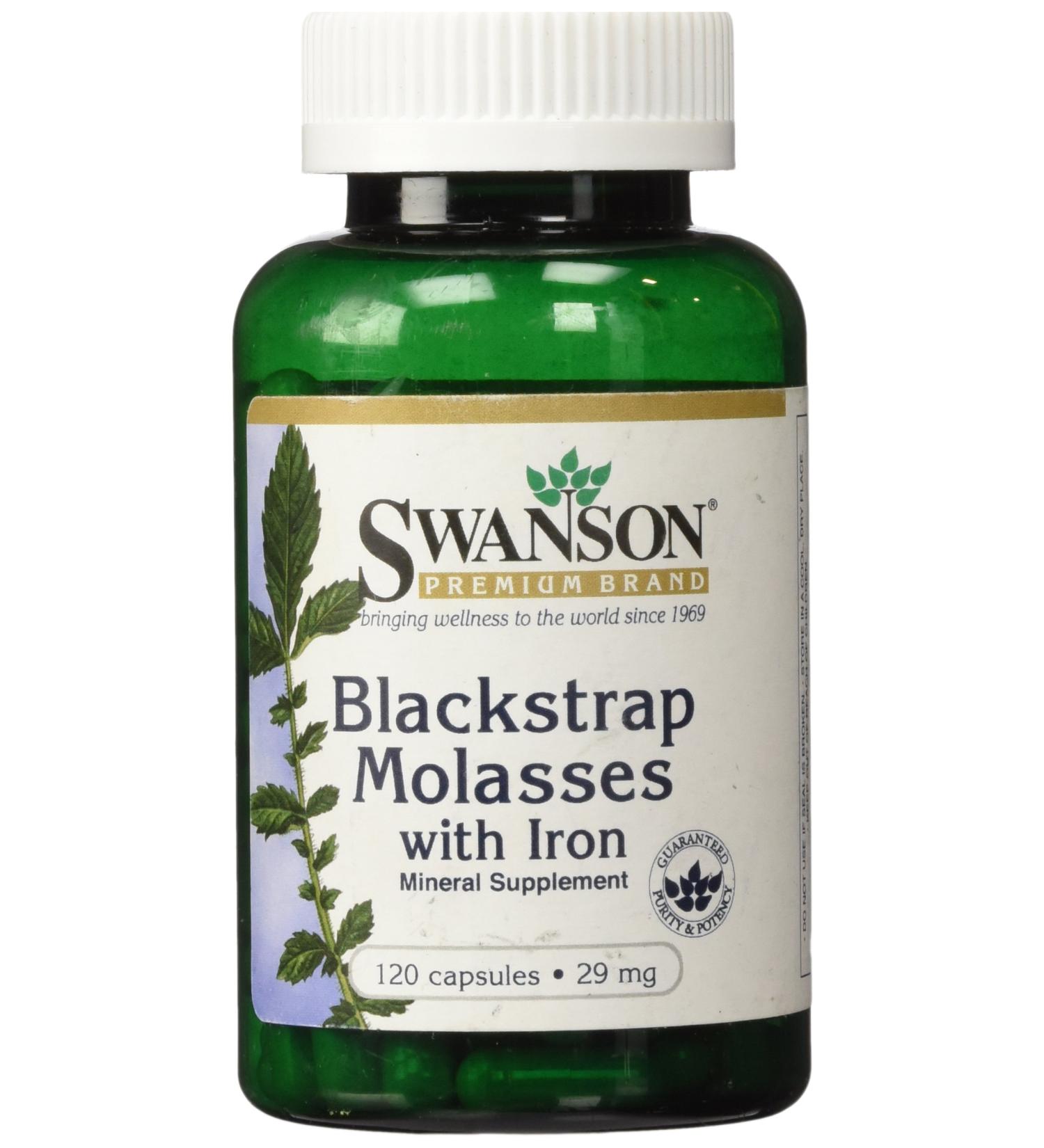 Swanson Blackstrap Molasses Elemental Iron 29mg Capsules - 120 Count - Buy Online on GoSupps.com