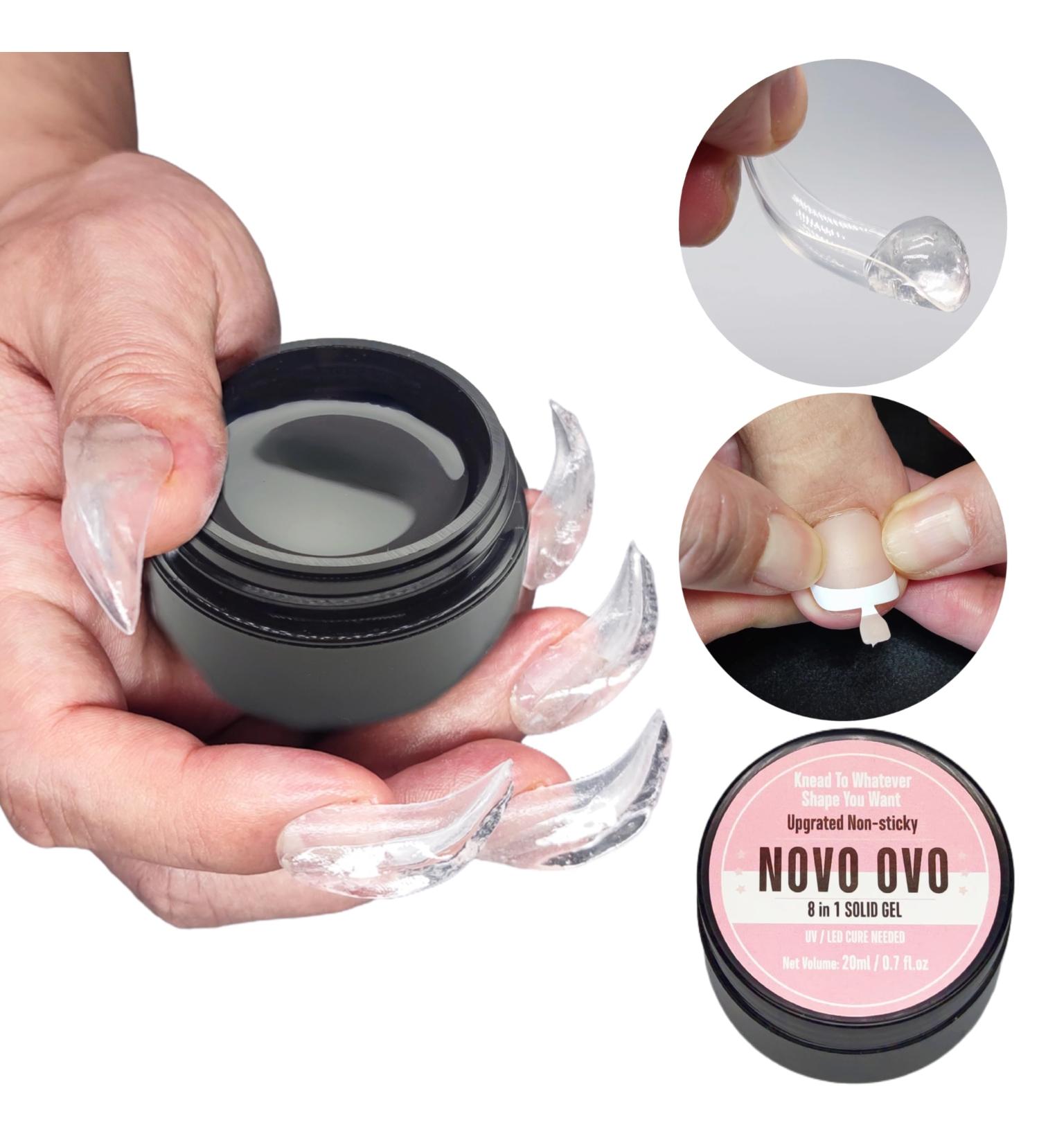 NOVO OVO Solid Nail Gel 8 in 1 UV Nail Glue for Press on and Soft Gel x False Tips (Strong/Long Lasting) Non-Sticky 3D Gel for Acrylic Sculpture & Decoration UV Light Cured 20ml Solid Nail Gel EU - Buy Online on GoSupps.com