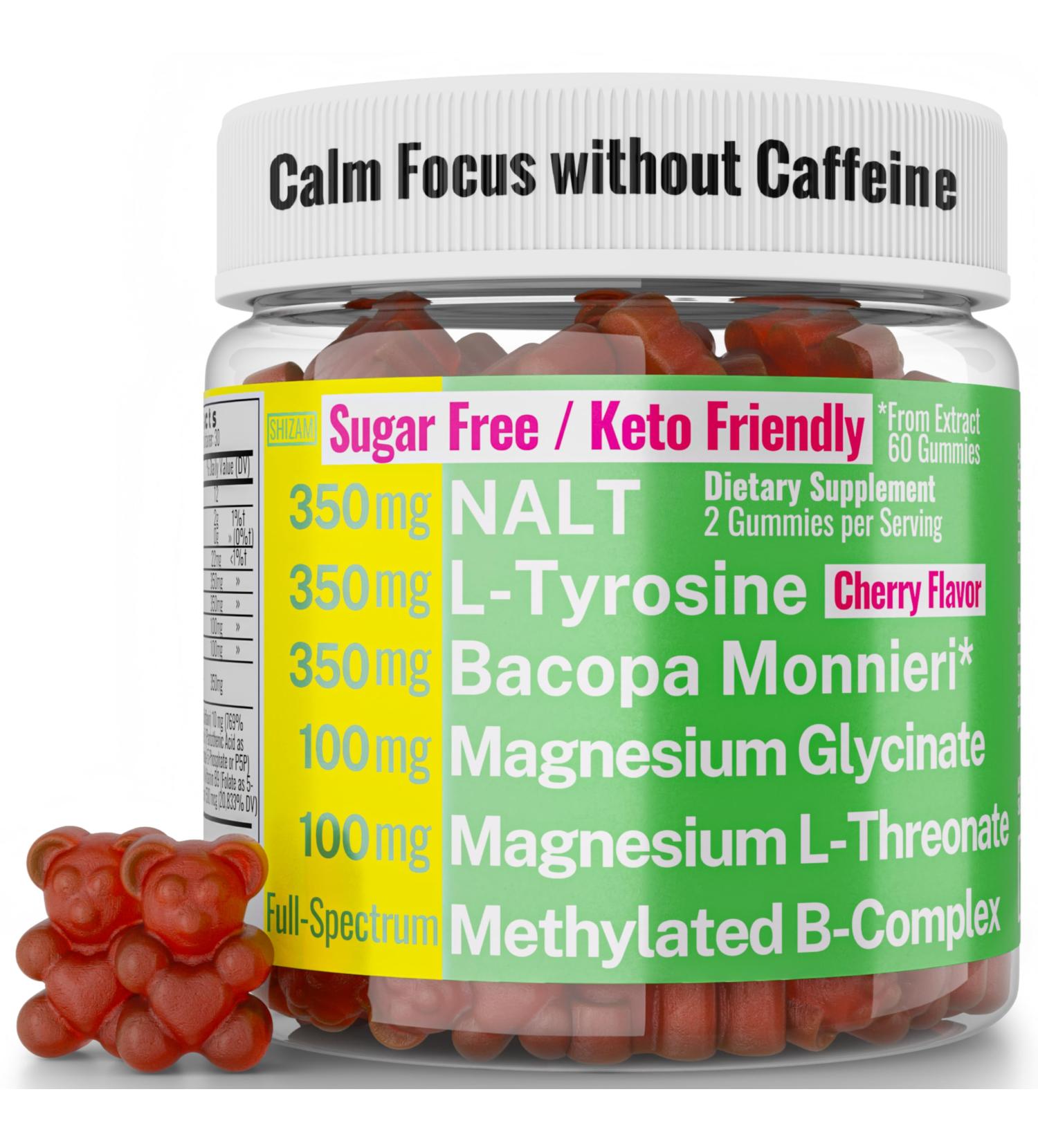 L-Tyrosine Bacopa Monnieri N-Acetyl-L-Tyrosine NALT Magnesium L-Threonate & Glycinate Methylated Vitamin B Complex Gummies Caffeine Gum Supplement Pill Capsule Powder Tablet Tincture Alternative - Buy Online on GoSupps.com
