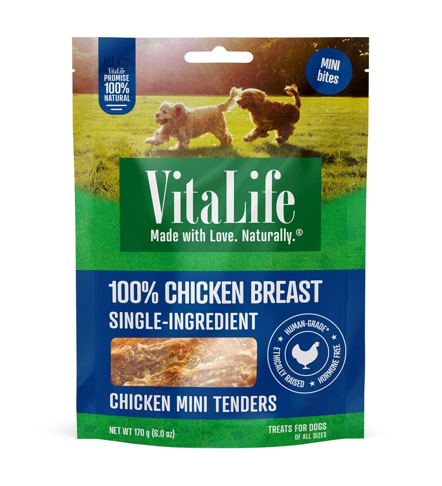 VitaLife Jerky Dog Treats - All Natural Chicken Mini Tenders 170g - Buy Online on GoSupps.com