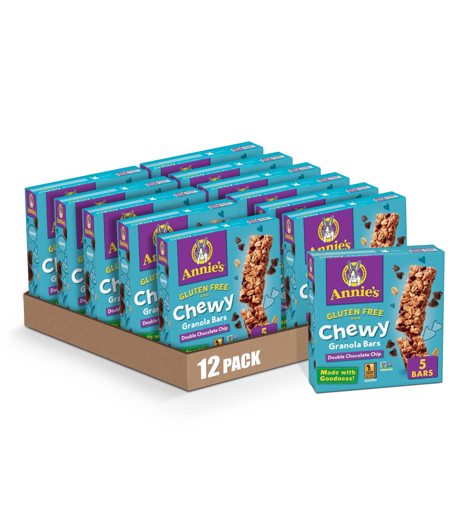 Annie's Gluten Free Chewy Granola Bars Double Chocolate Chip 4.9 oz - Pack of 12 - Buy Online on GoSupps.com