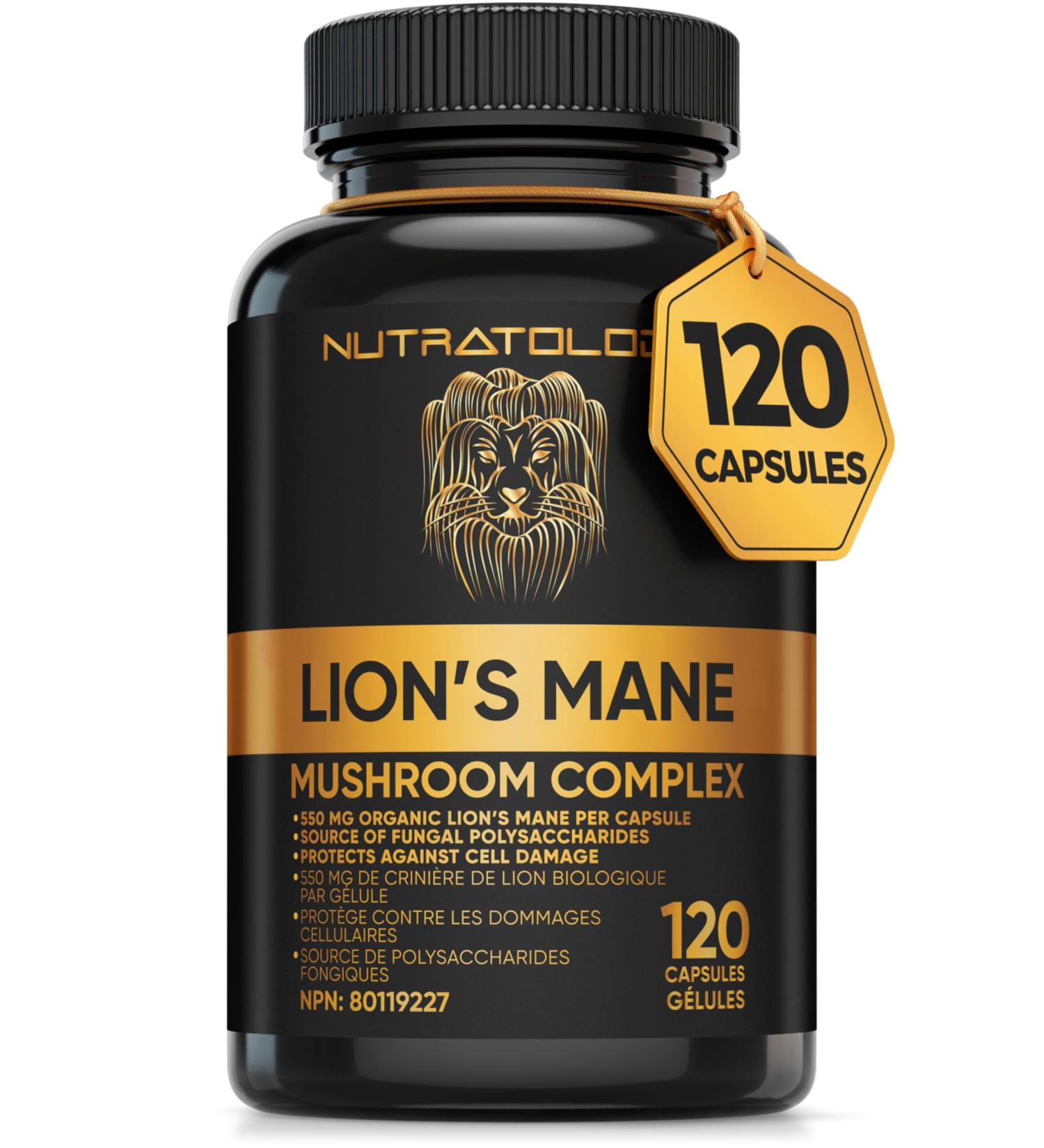 Organic Lion's Mane Mushroom Capsules - Nootropic Mushroom Supplements Formulated With 40% Polysaccharides & 20% Beta-Glucan! Immunomodulating Properties & A Potent Source Of Antioxidants. Supports Memory Cognition & Brain Health - 120 Capsules 120 count  - Buy Online on GoSupps.com