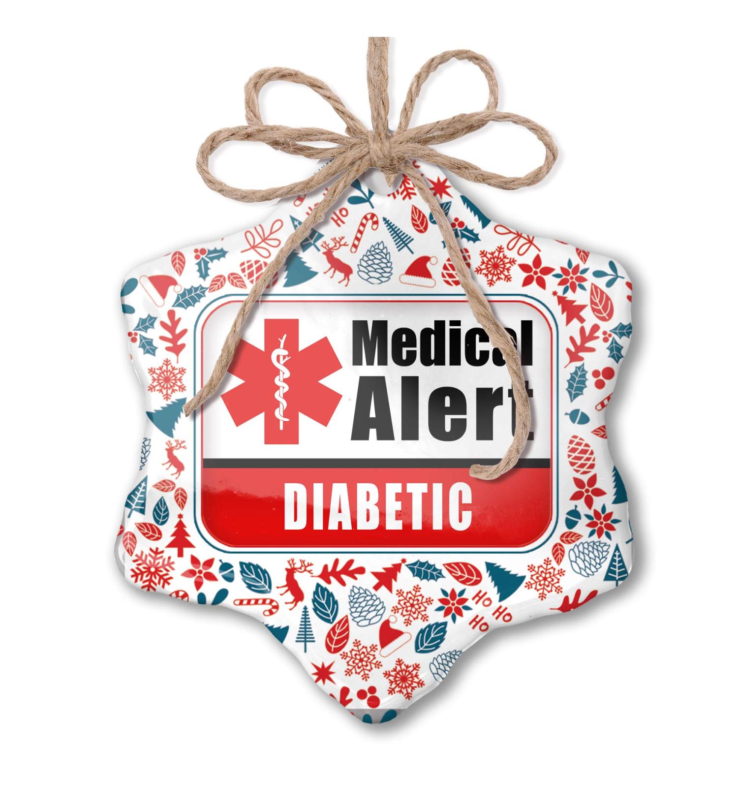 NEONBLOND Christmas Ornament - Red Diabetic Medical Alert - Patriotic Xmas Decoration - Buy Online on GoSupps.com