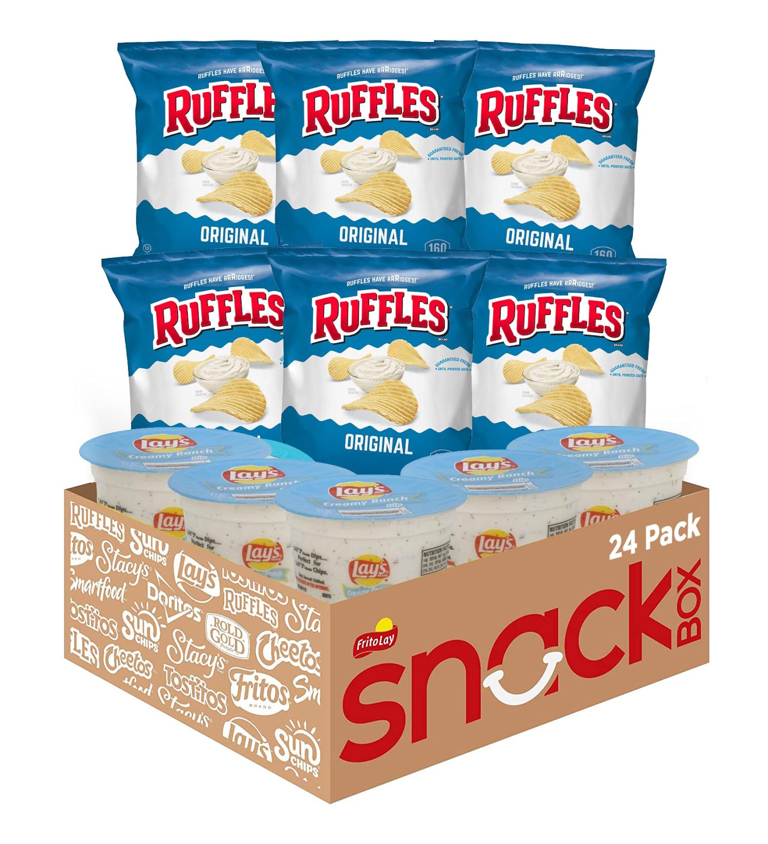 Buy Frito Lay Ruffles Chips & Lay's Ranch Dip Cups Variety Pack - 24 Count | International Shipping Available - Buy Online on GoSupps.com