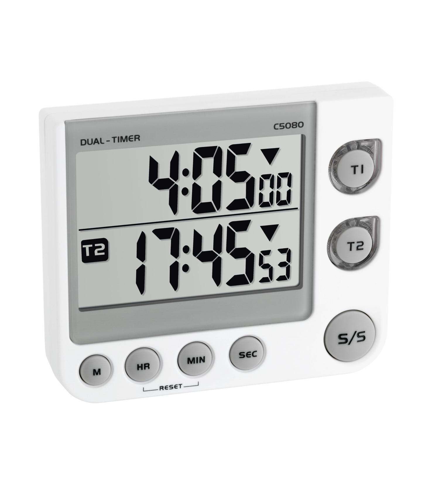 TFA Dostmann Electronic 2-Fold Timer with Memory Function - 38.2025 | 3 Volume Steps & LED Warning Light | Compact Design (L 91 x B 21 x H 76 mm) - International Shipping Available - Buy Online on GoSupps.com