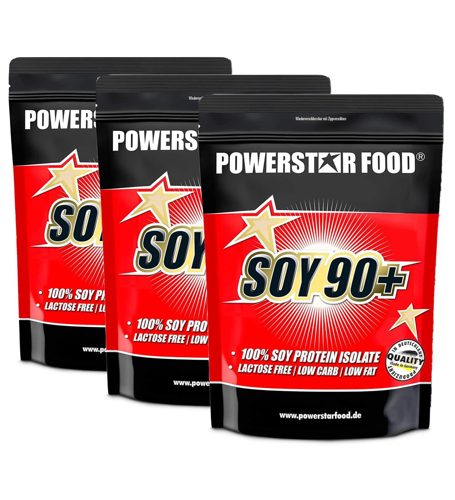 Powerstar Soy 90+ | Sugar-Free Soy Protein Isolate | 3 x 1000g | Made in Germany | Non-GMO | Custom Mix Available - Buy Online on GoSupps.com
