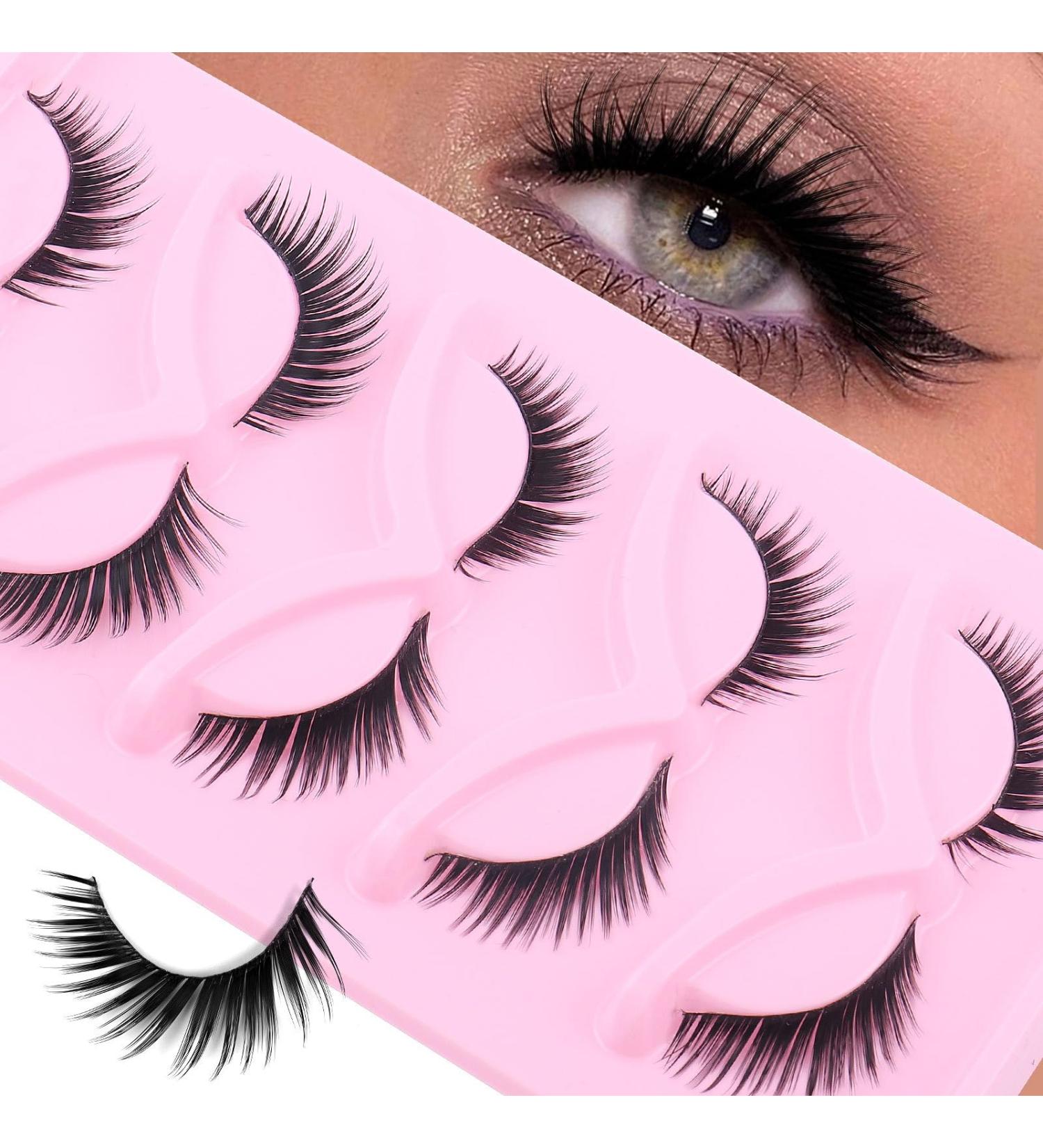 Buy Slender & Fluffy Faux Mink False Eyelashes - 10mm Cat Eye Lashes | 5 Pairs 3D Natural Look - Buy Online on GoSupps.com
