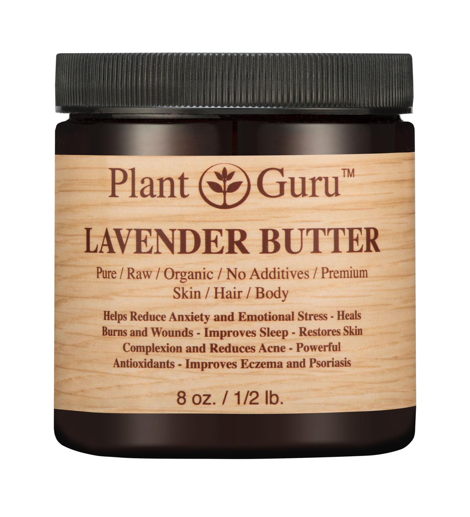 Lavender Body Butter 8 oz. 100% Pure Raw Fresh Natural Cold Pressed. Skin Body and Hair Moisturizer DIY Creams Balms Lotions Soaps.