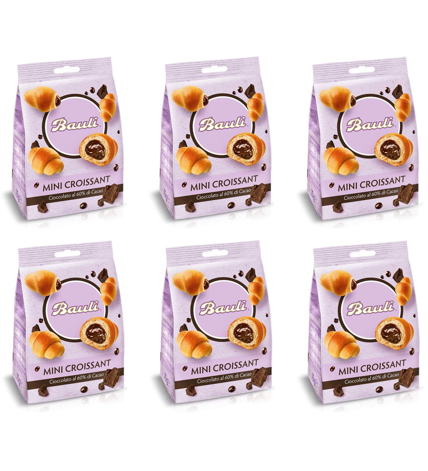 Bauli Bauli Set of 6 mini crescent with chocolate cr me with chocolate cream 75g
