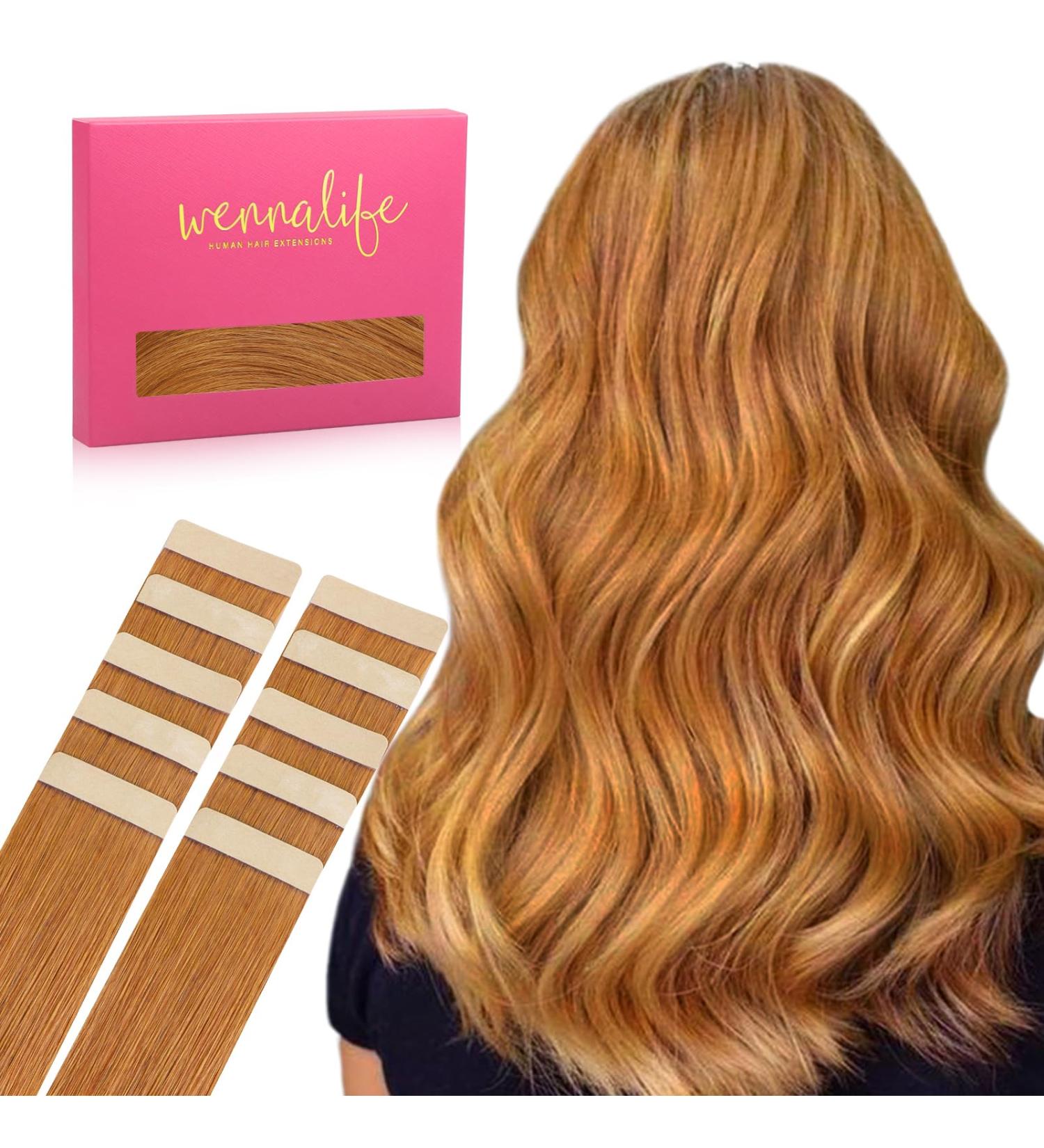 Buy If-alife 10pcs Tape-In Extensions - Real Hair Auburn Ginger 20g 25cm - Invisible Smooth Refill Pack for Girls - Buy Online on GoSupps.com
