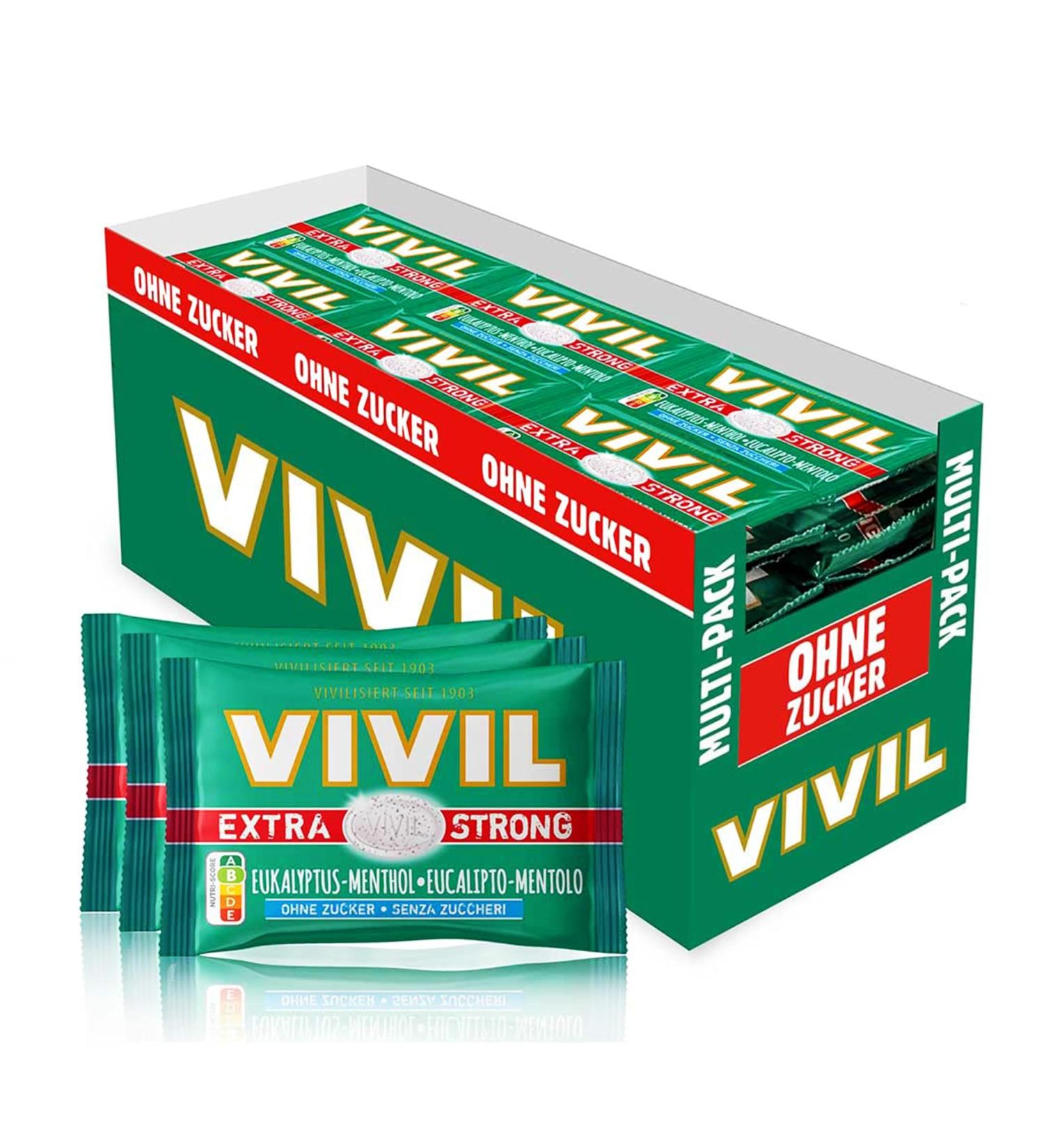 Vivil Extra Strong Eucalyptus-Menthol Pastilles - Sugar-Free Vegan 78 x 25g | 26 x 3 Pack - Shop Internationally! - Buy Online on GoSupps.com