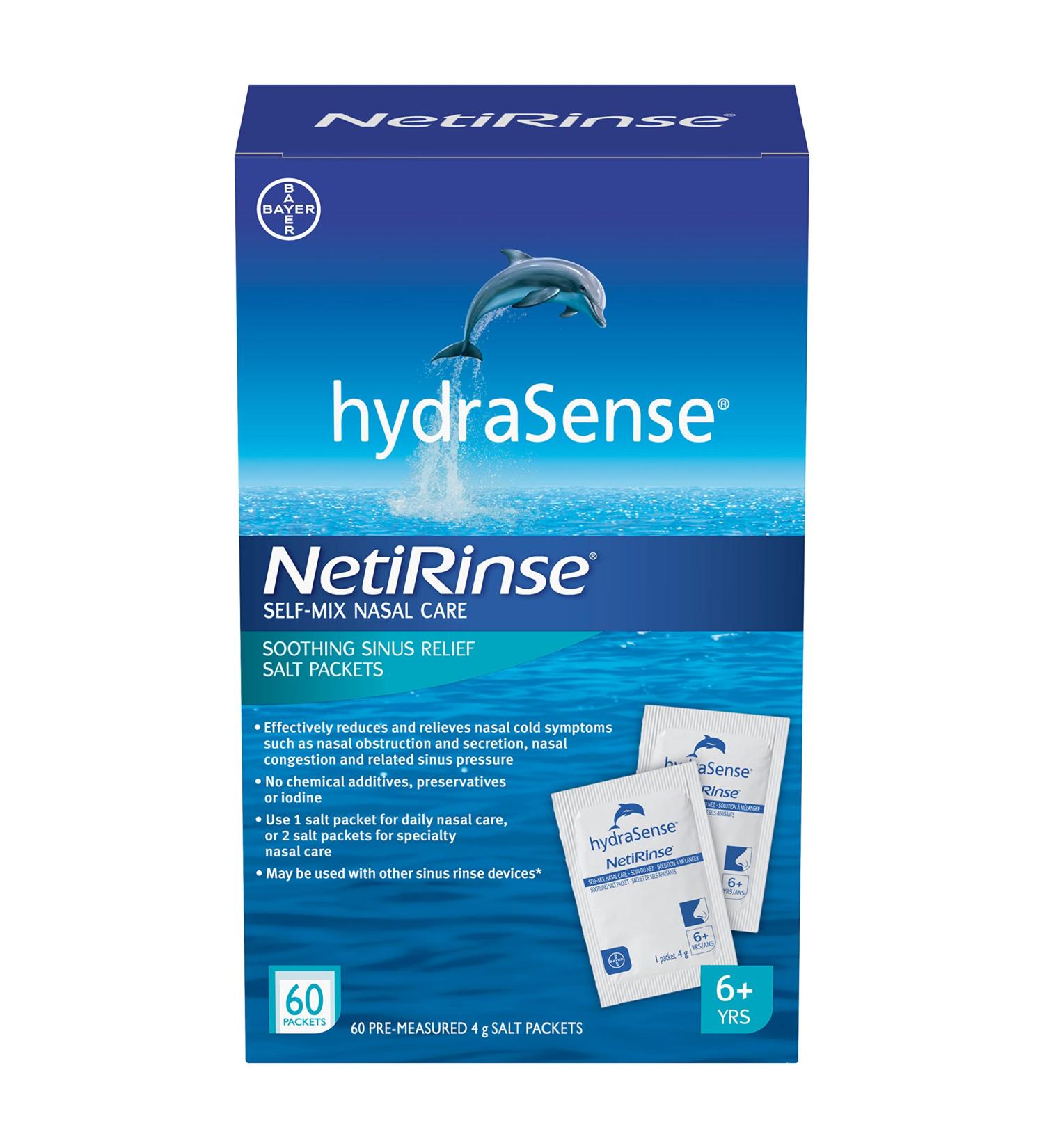 hydraSense NetiRinse Refill Salt Packets Universal Pre-Measured Self-Mix Packets Reduces and Relieves Nasal Cold Symptoms 60 Count - Buy Online on GoSupps.com