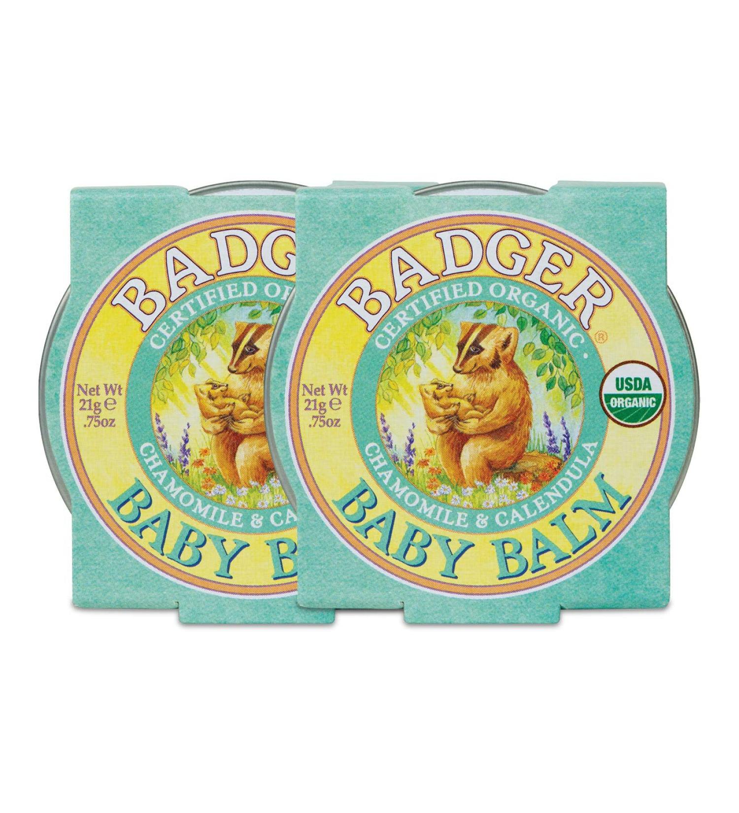 Badger Baby Balm Chamomile & Calendula - Organic Cradle Cap & Rash Balm for Baby Skin (2 Pack, 0.75 oz) - Buy Online on GoSupps.com