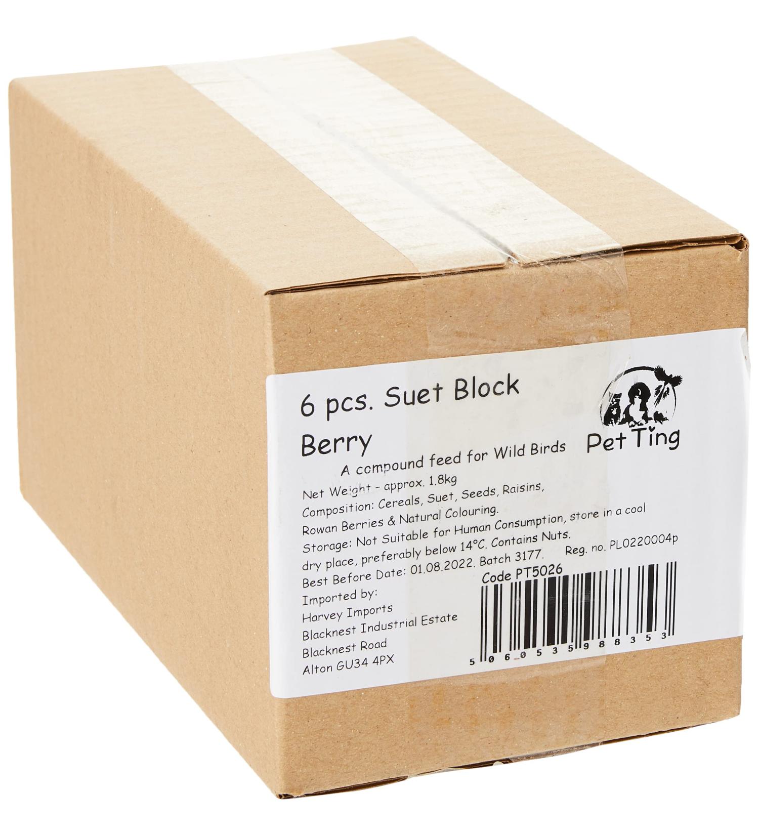 Garden Ting Berry Suet Block Wild Bird Treat 6 x 300g - Buy Online on GoSupps.com