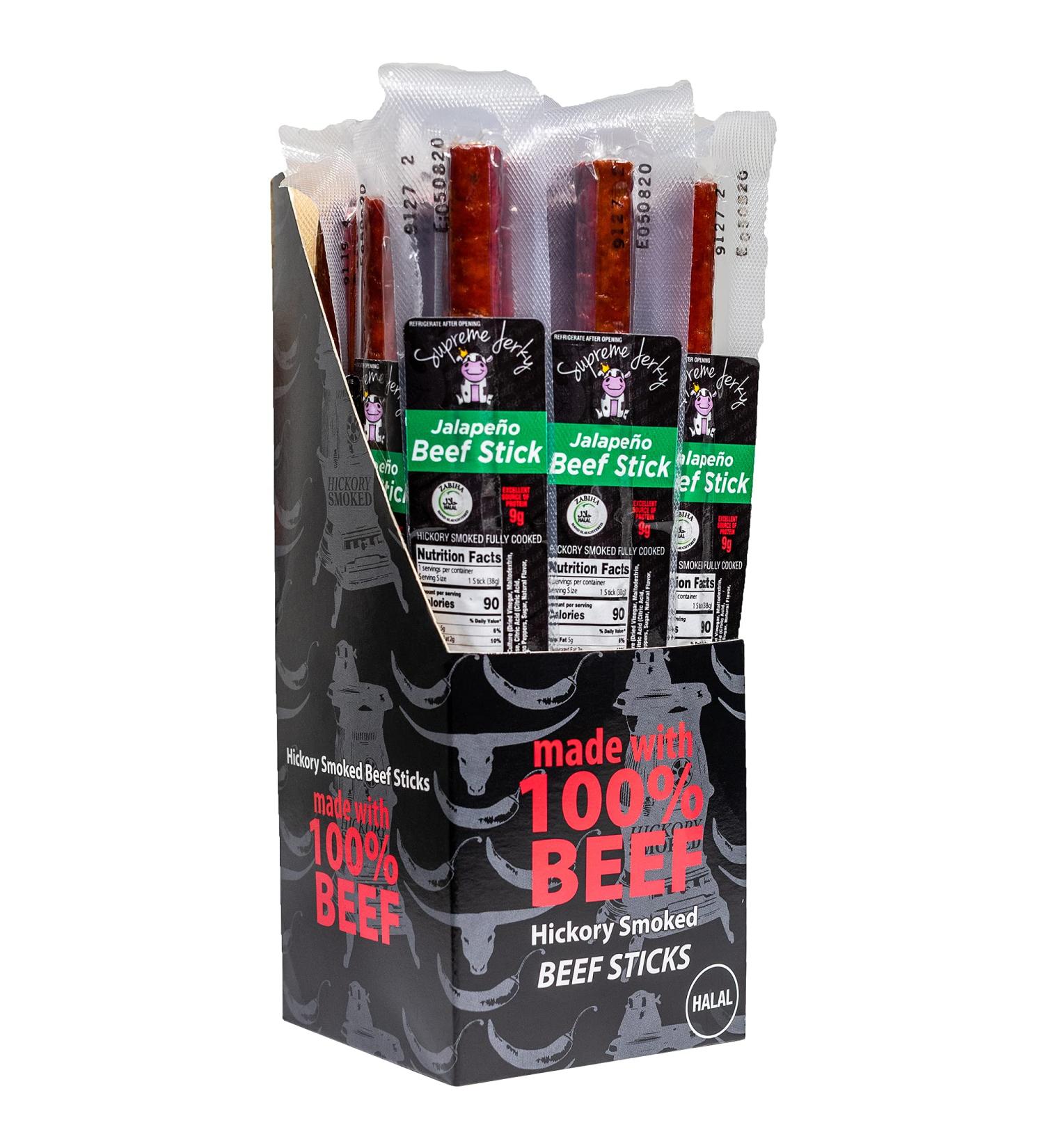 Supreme Zabiha Halal Beef Jerky Sticks 16 Count - Hand Crafted Meat Snacks (Jalapeno) - Buy Online on GoSupps.com