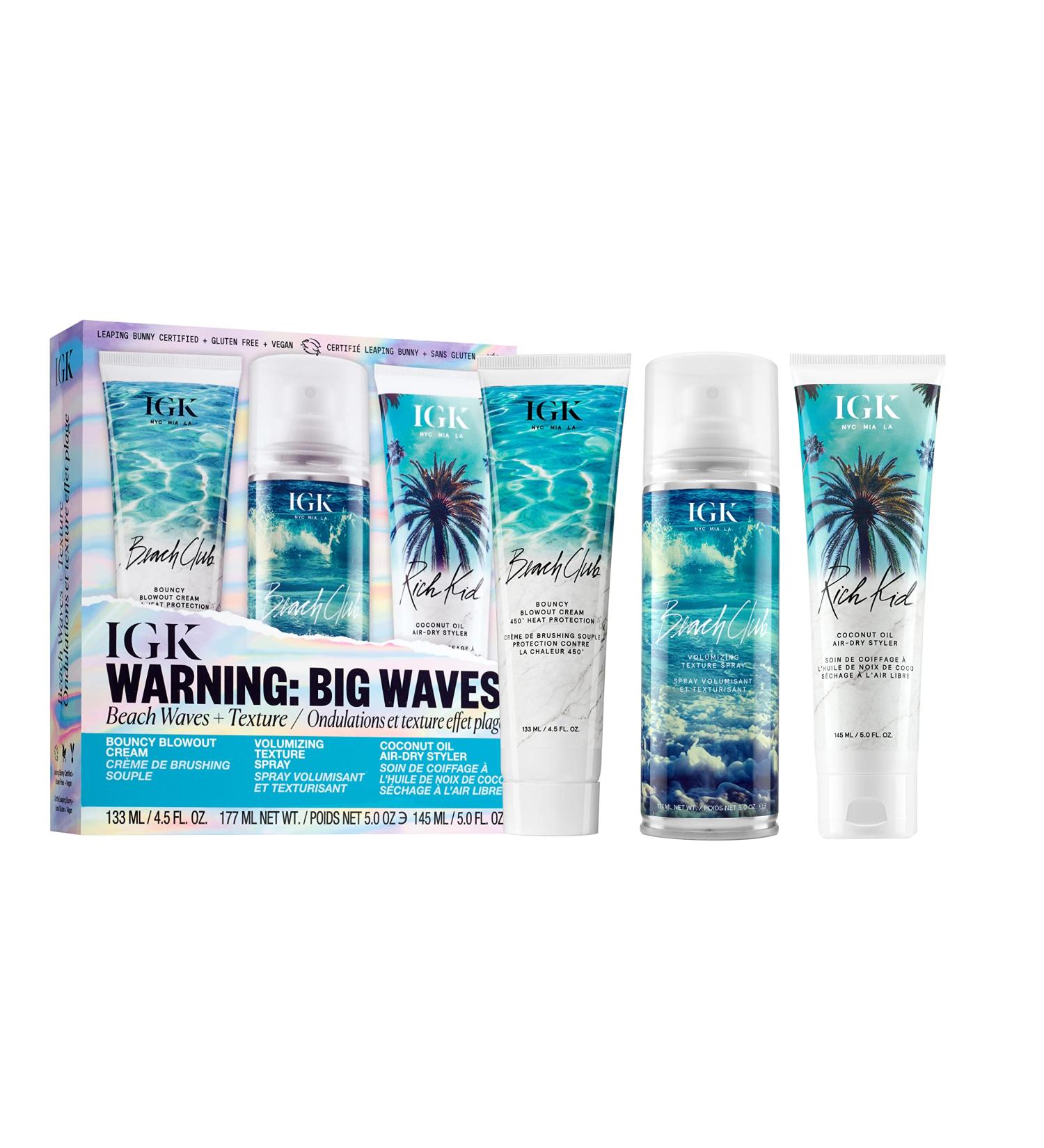 Buy IGK Warning Big Waves Kit | International Shipping Available - Elevate Your Hair Game - Buy Online on GoSupps.com