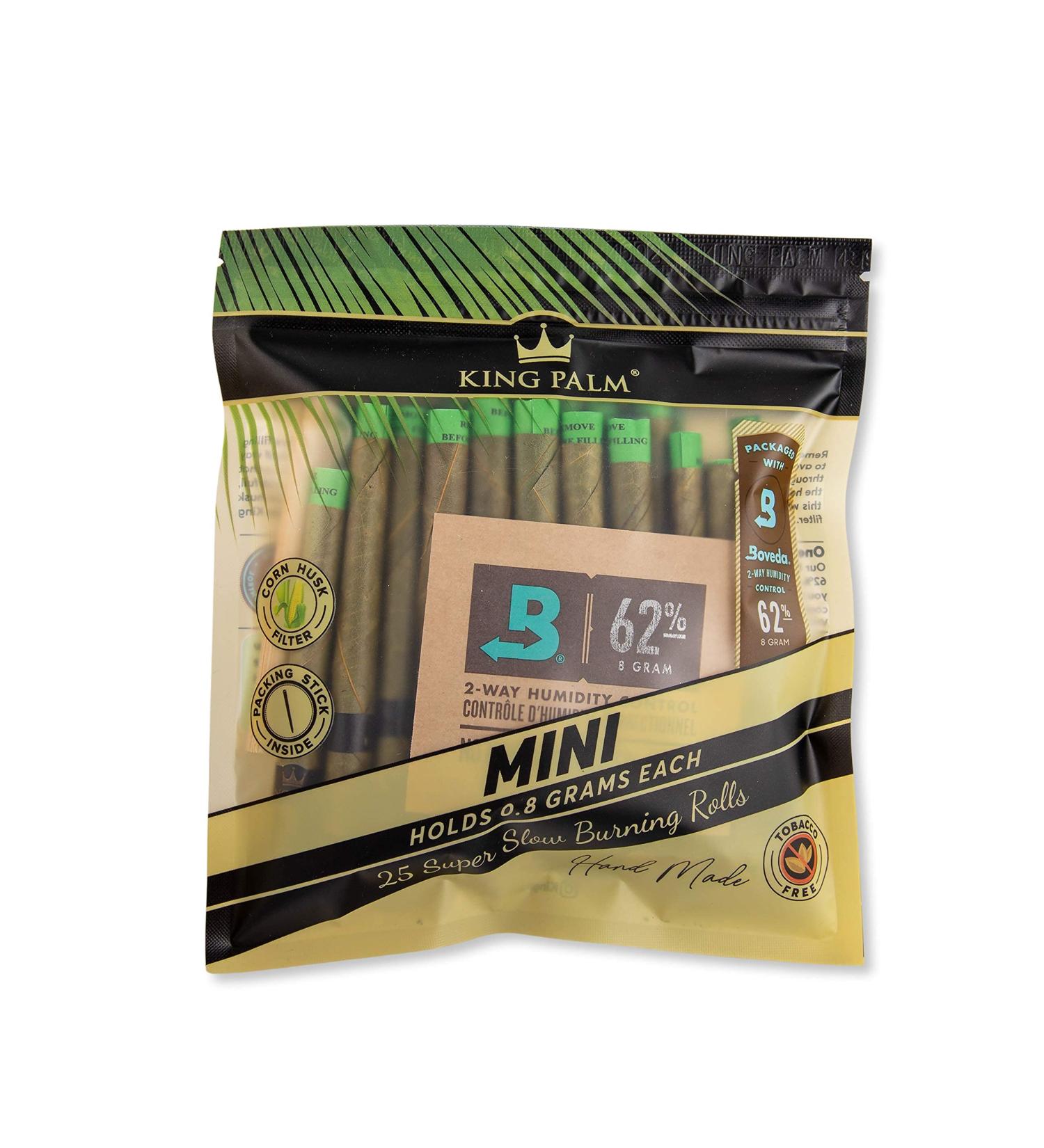King Palm Mini Size Natural Pre Wrap Palm Leaf Cones - 25 Pack - Organic Prerolled Cones with Corn Husk Filter - Buy Online on GoSupps.com